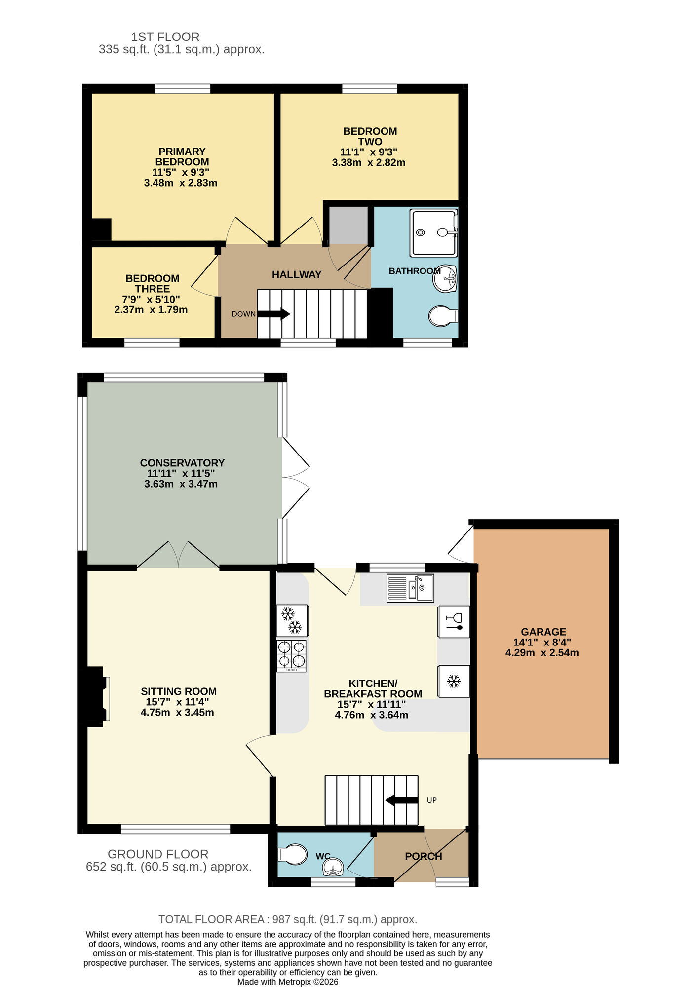 Floorplan of 3 bedroom Semi Detached House for sale, Pilgrims Way, Harleston, Norfolk, IP20
