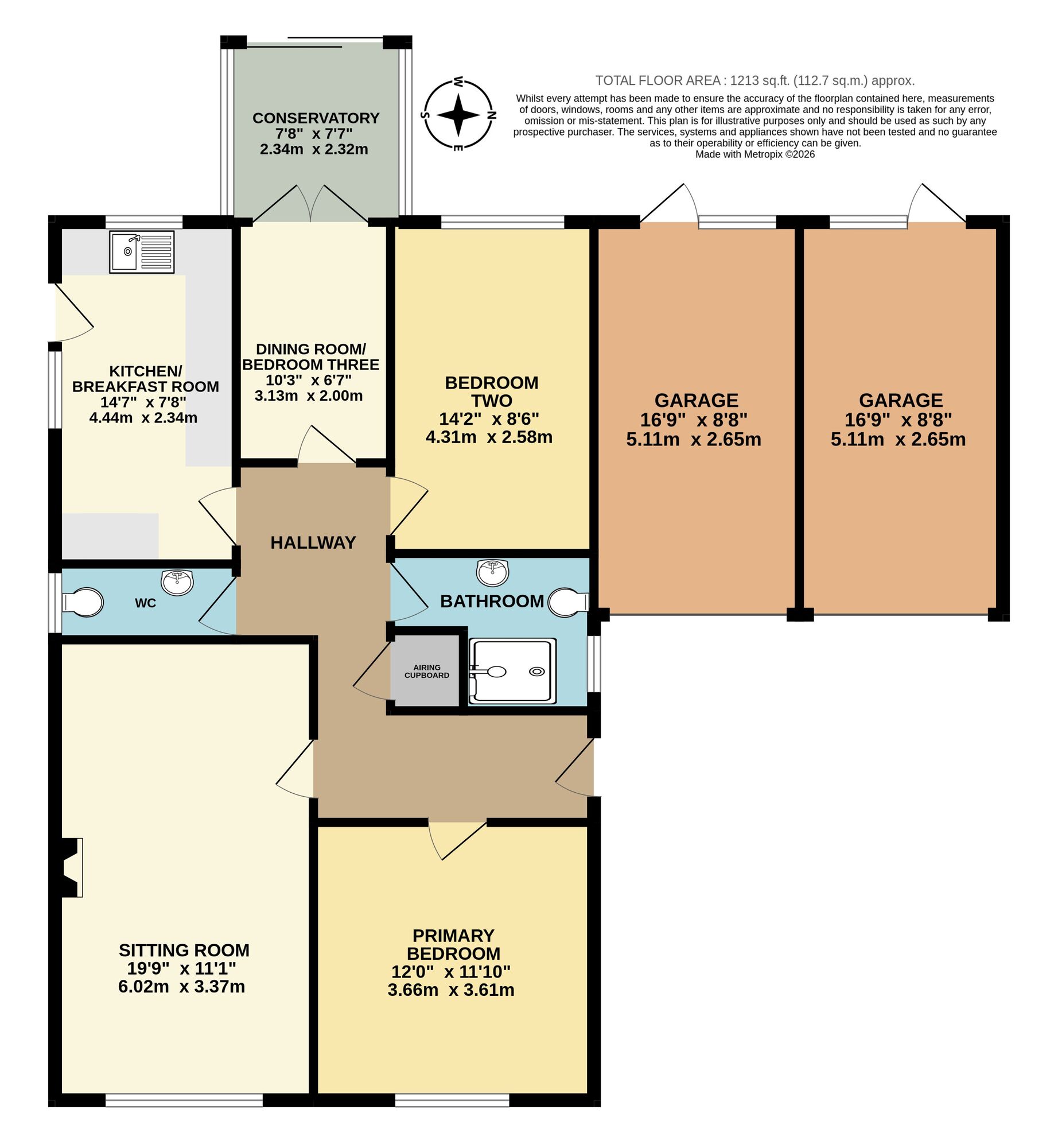Floorplan of 3 bedroom Detached Bungalow to rent, Oak Tree Way, Harleston, Norfolk, IP20
