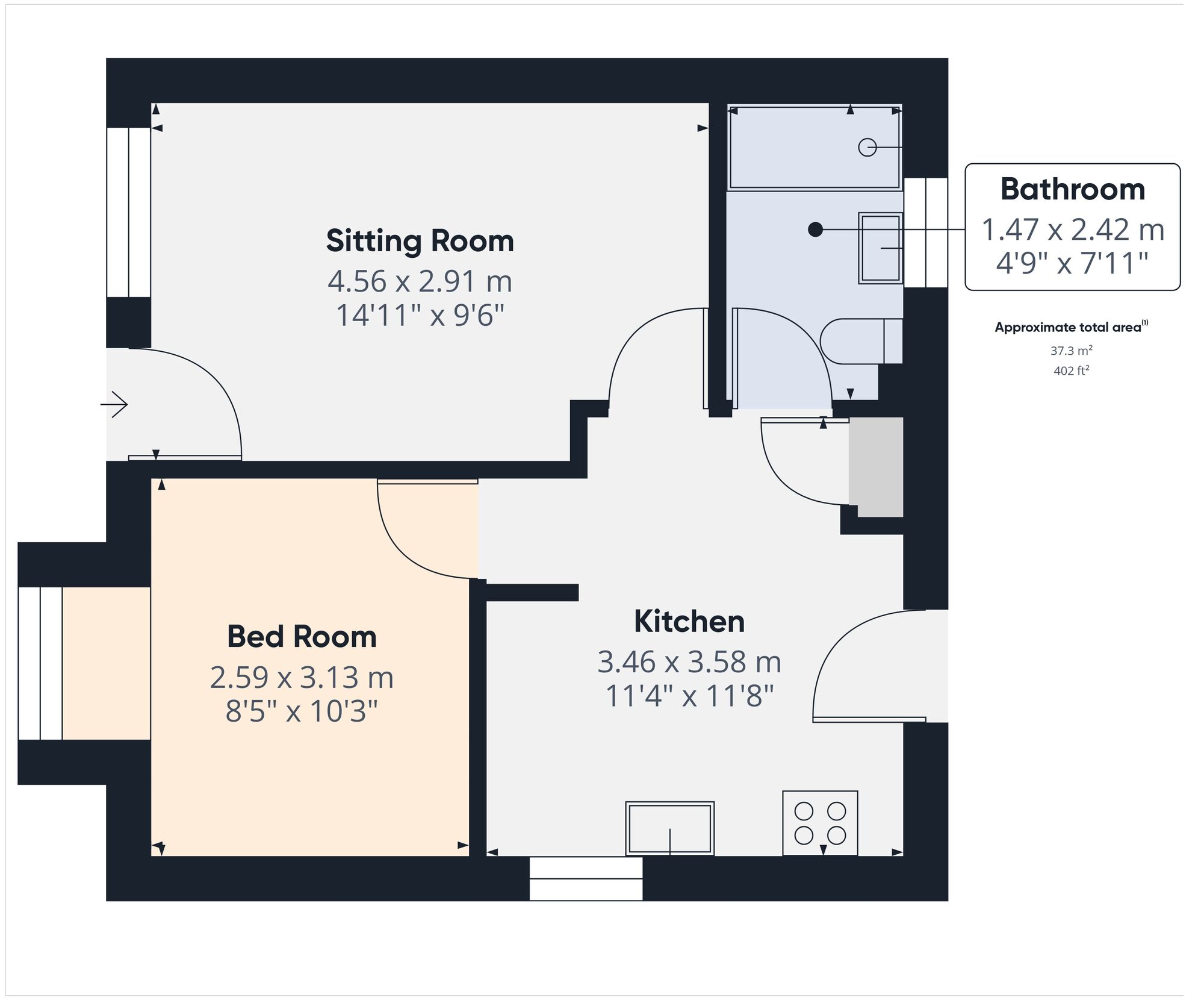 Floorplan of 1 bedroom End Terrace Bungalow for sale, Holly Court, Harleston, Norfolk, IP20
