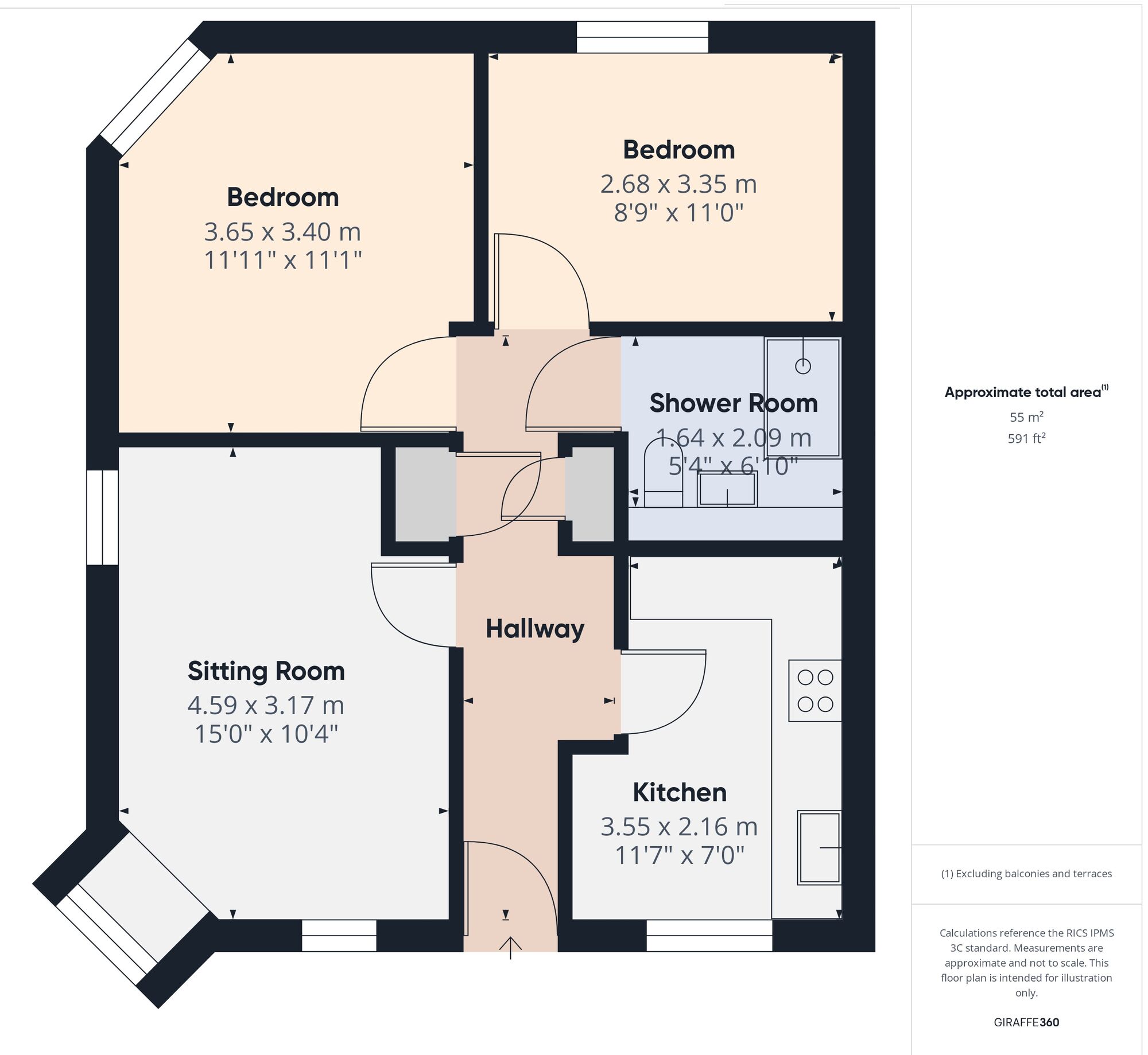 Floorplan of 2 bedroom Semi Detached Bungalow for sale, Malthouse Court, Harleston, Norfolk, IP20