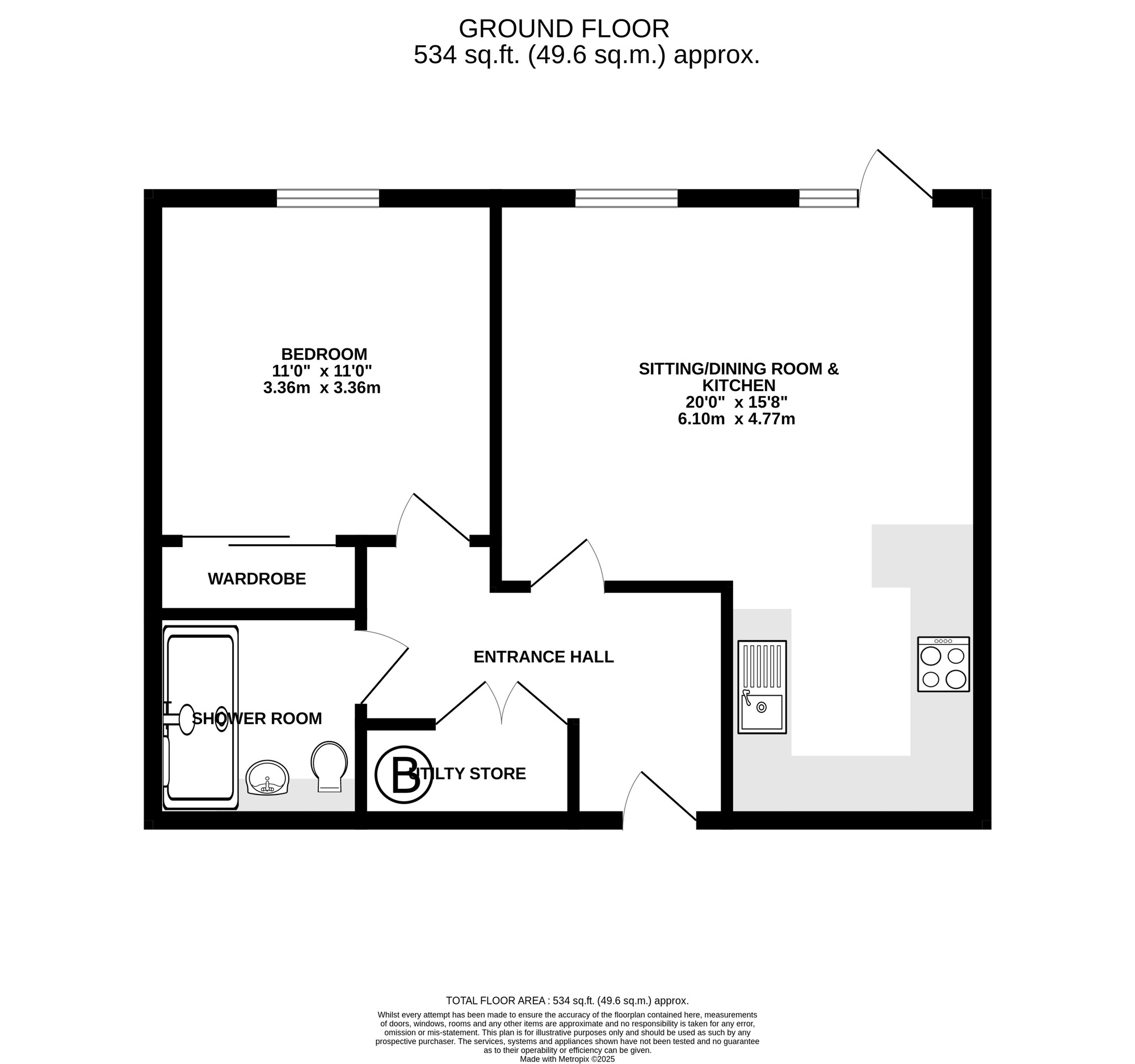 Floorplan of 1 bedroom Flat for sale, Waveney Court, Harleston, Norfolk, IP20