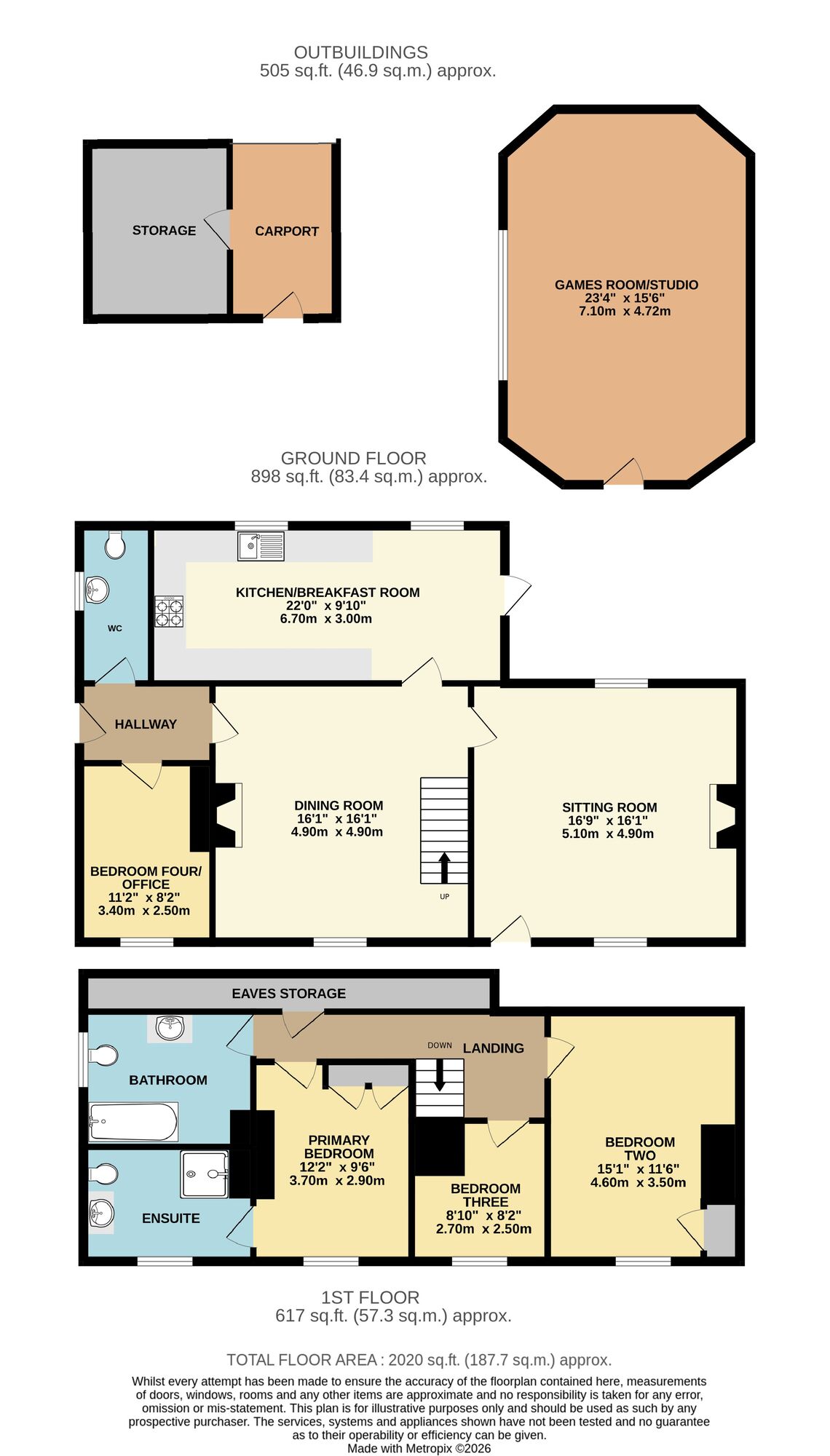 Floorplan of 4 bedroom Detached House for sale, Kenninghall Road, Garboldisham, Norfolk, IP22