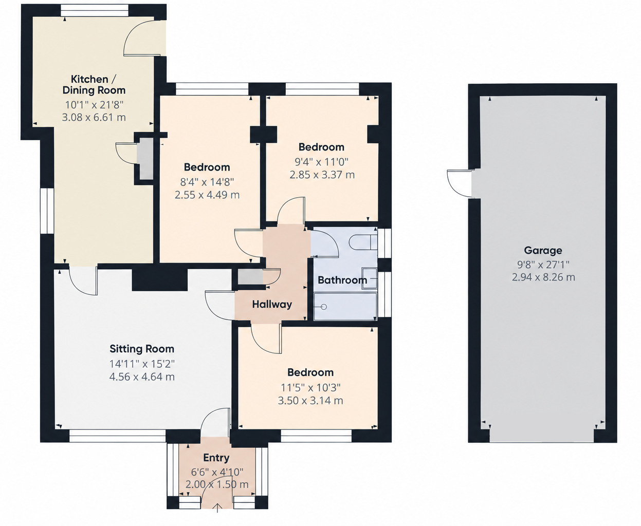 Floorplan of 3 bedroom Detached Bungalow for sale, Jays Green, Harleston, Norfolk, IP20