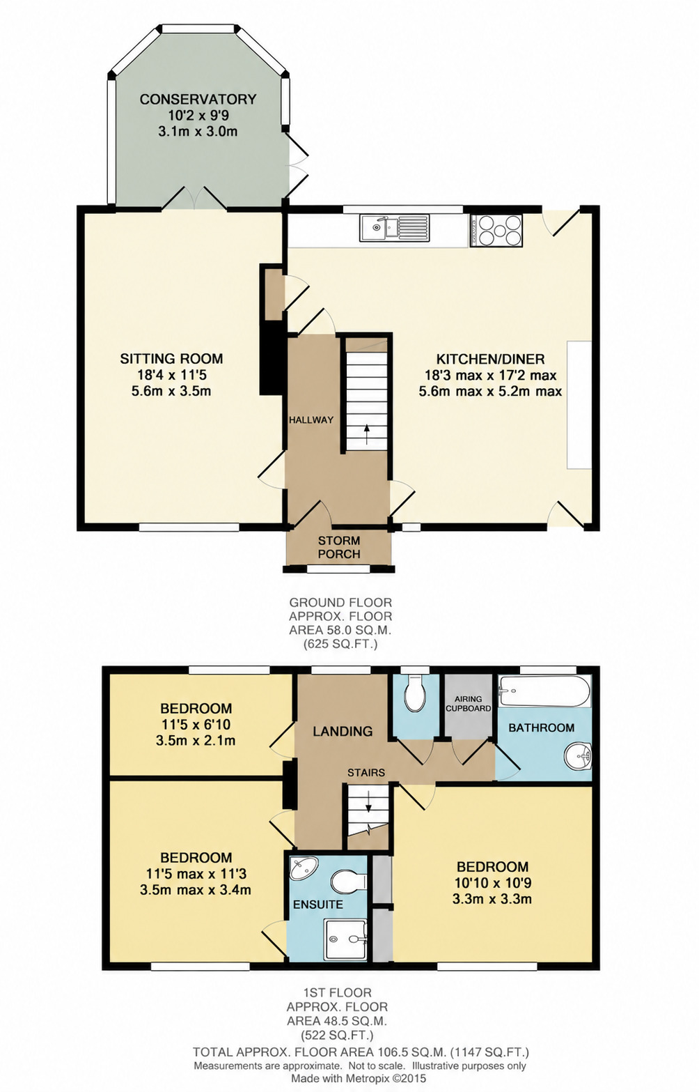 Floorplan of 3 bedroom Mid Terrace House for sale, Windmill Green, Ditchingham, Norfolk, NR35