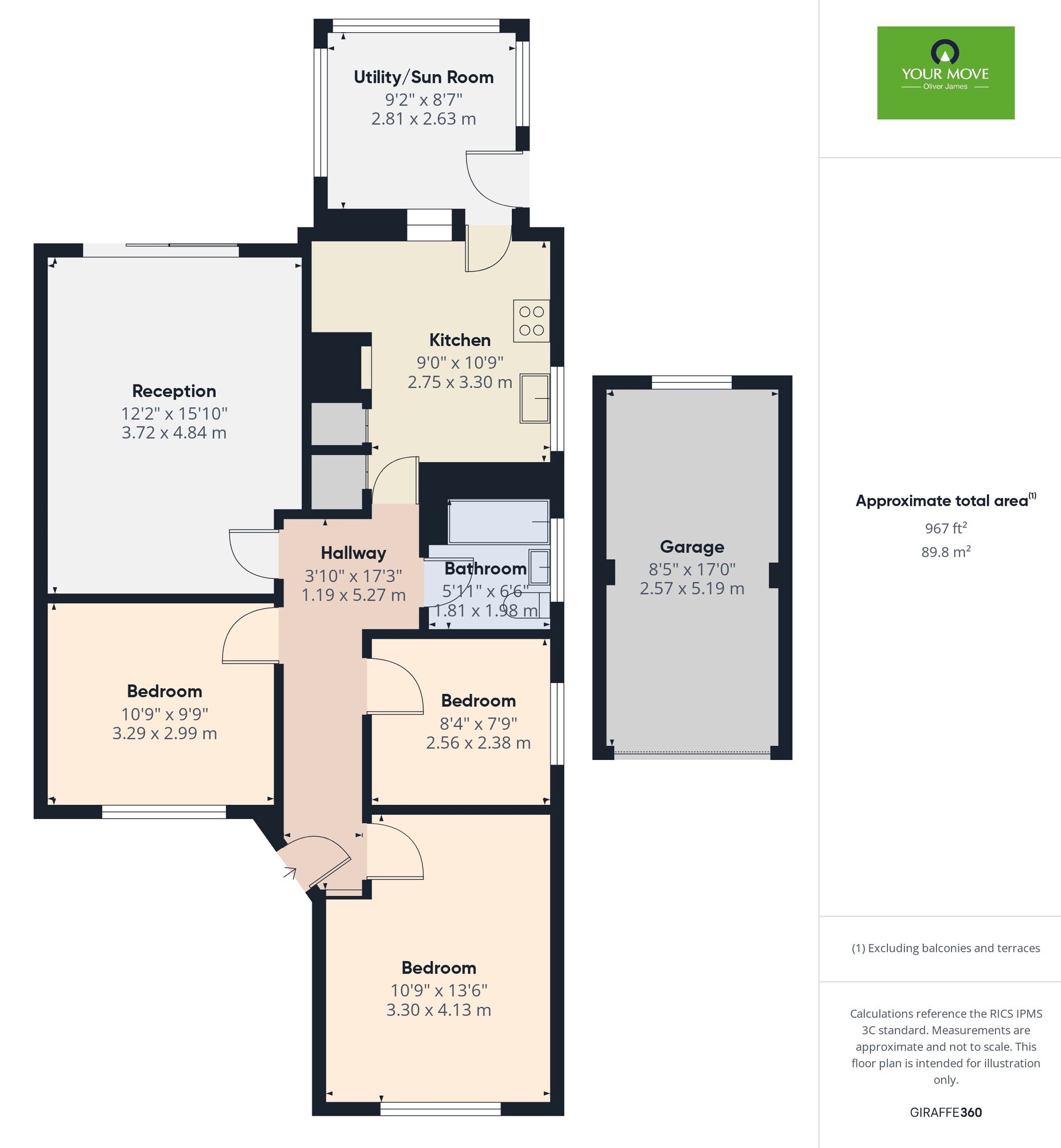 Floorplan of 3 bedroom Semi Detached Bungalow for sale, Howard Close, Harleston, Norfolk, IP20