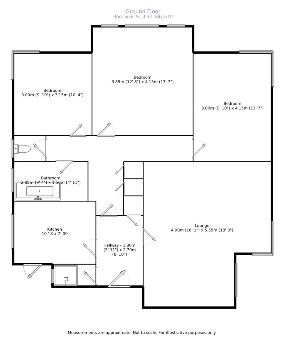 Floorplan of 3 bedroom  Flat to rent, Crescent Court The Crescent, Surbiton, Surrey, KT6