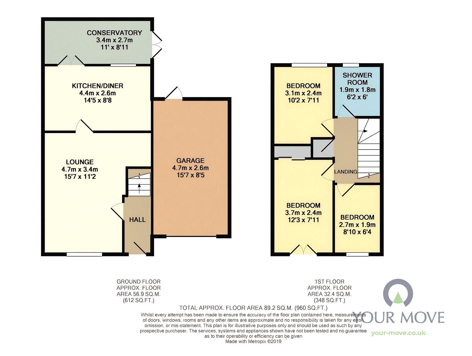 Floorplan of 3 bedroom Semi Detached House to rent, Monins Avenue, Tipton, West Midlands, DY4