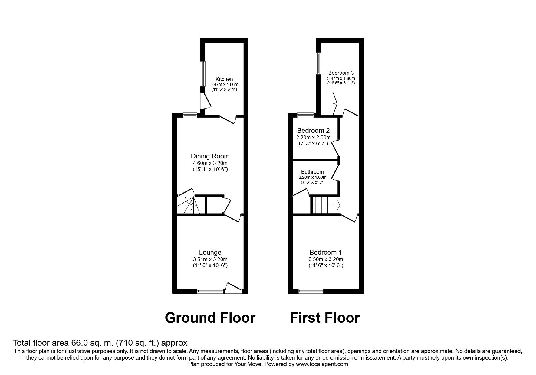 Floorplan of 2 bedroom Mid Terrace House to rent, John Street, Ilkeston, Derbyshire, DE7