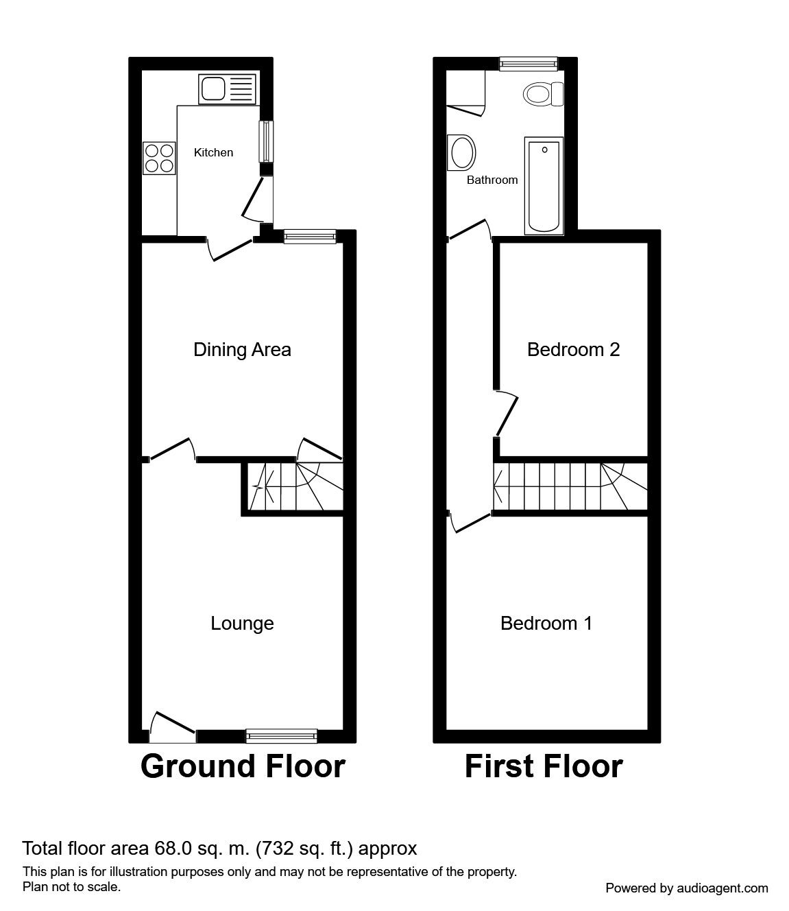 Floorplan of 2 bedroom Mid Terrace House to rent, Wade Avenue, Ilkeston, Derbyshire, DE7