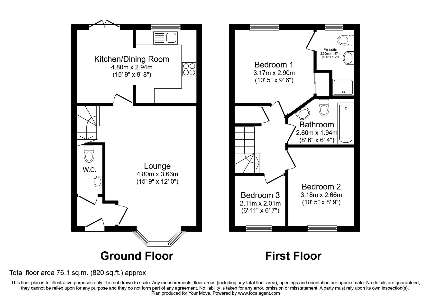 Floorplan of 3 bedroom Semi Detached House to rent, Old School Lane, Awsworth, Nottingham, NG16