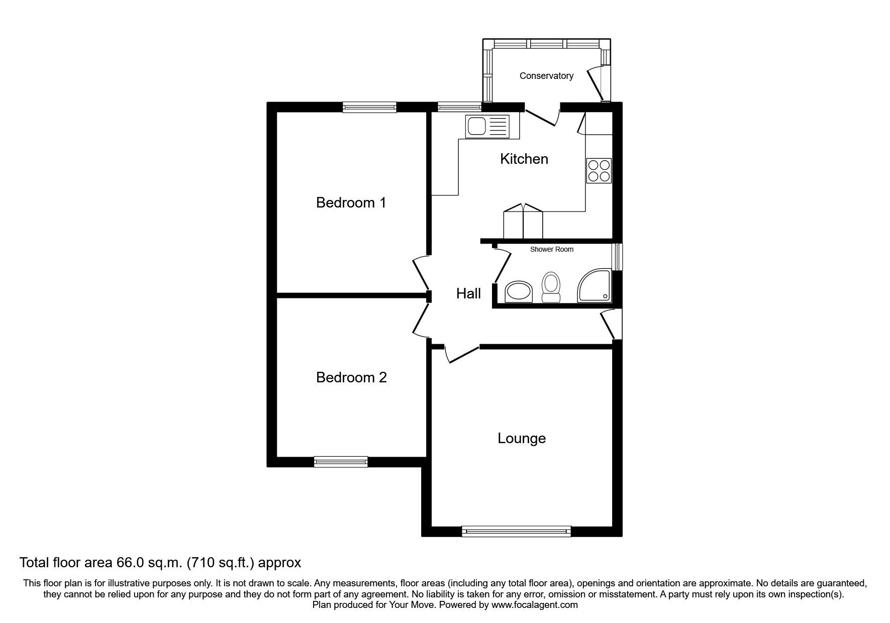Floorplan of 2 bedroom Semi Detached Bungalow for sale, Belper Road, West Hallam, Ilkeston, DE7