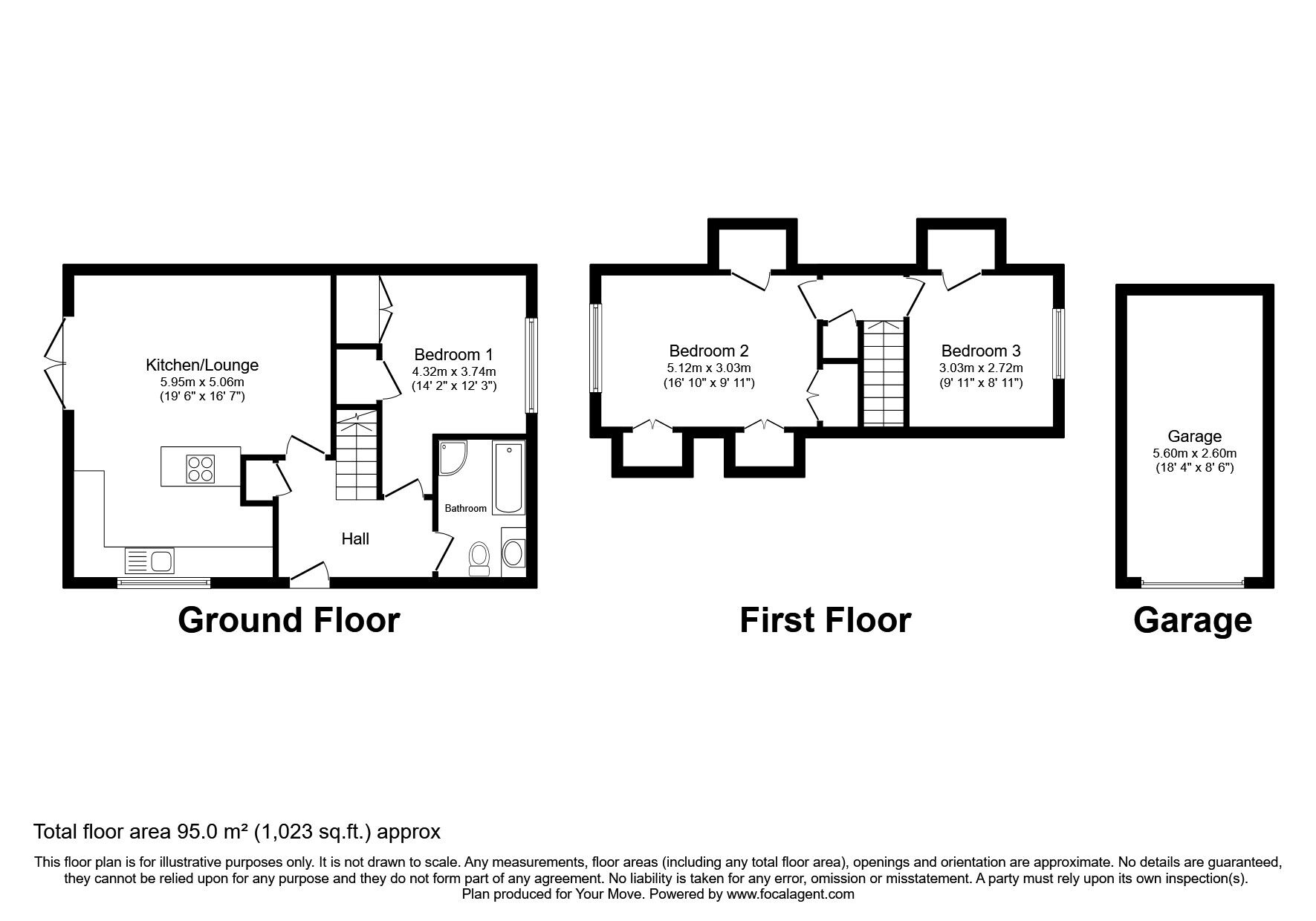 Floorplan of 3 bedroom Detached Bungalow for sale, Springfield Gardens, Ilkeston, Derbyshire, DE7
