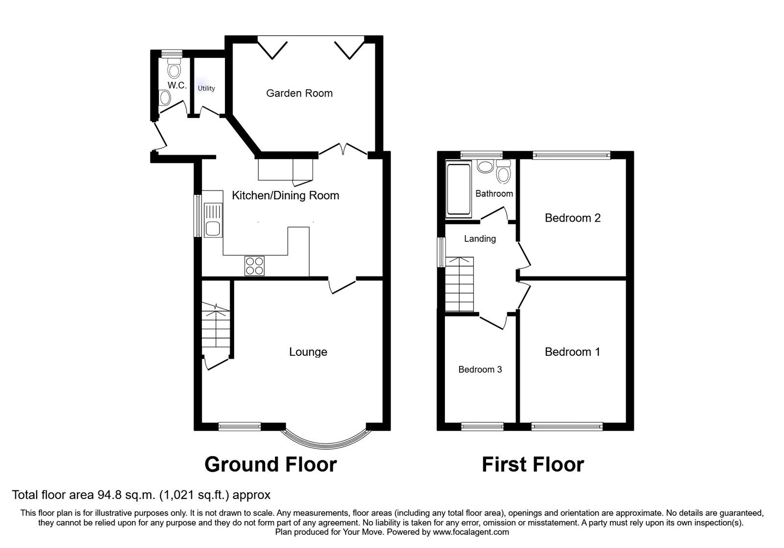 Floorplan of 3 bedroom Semi Detached House for sale, Crosshill Drive, Ilkeston, Derbyshire, DE7