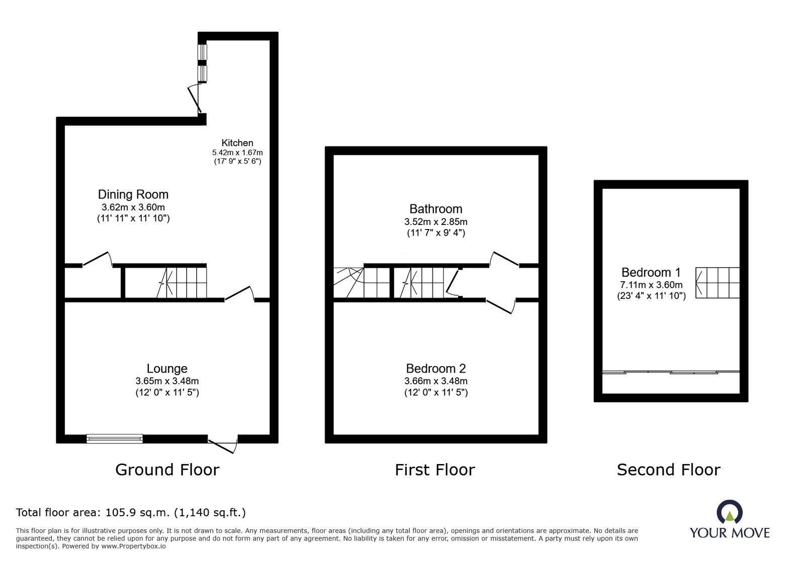 Floorplan of 2 bedroom Semi Detached House for sale, Gladstone Street, Ilkeston, Derbyshire, DE7