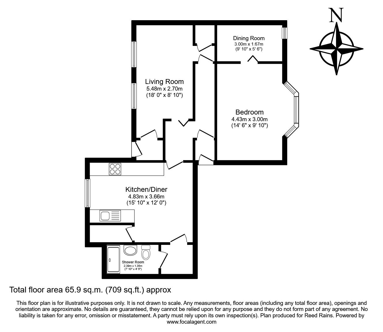 Floorplan of 1 bedroom Flat to rent, Old Stone Bridge, Codnor Park, Nottingham, NG16