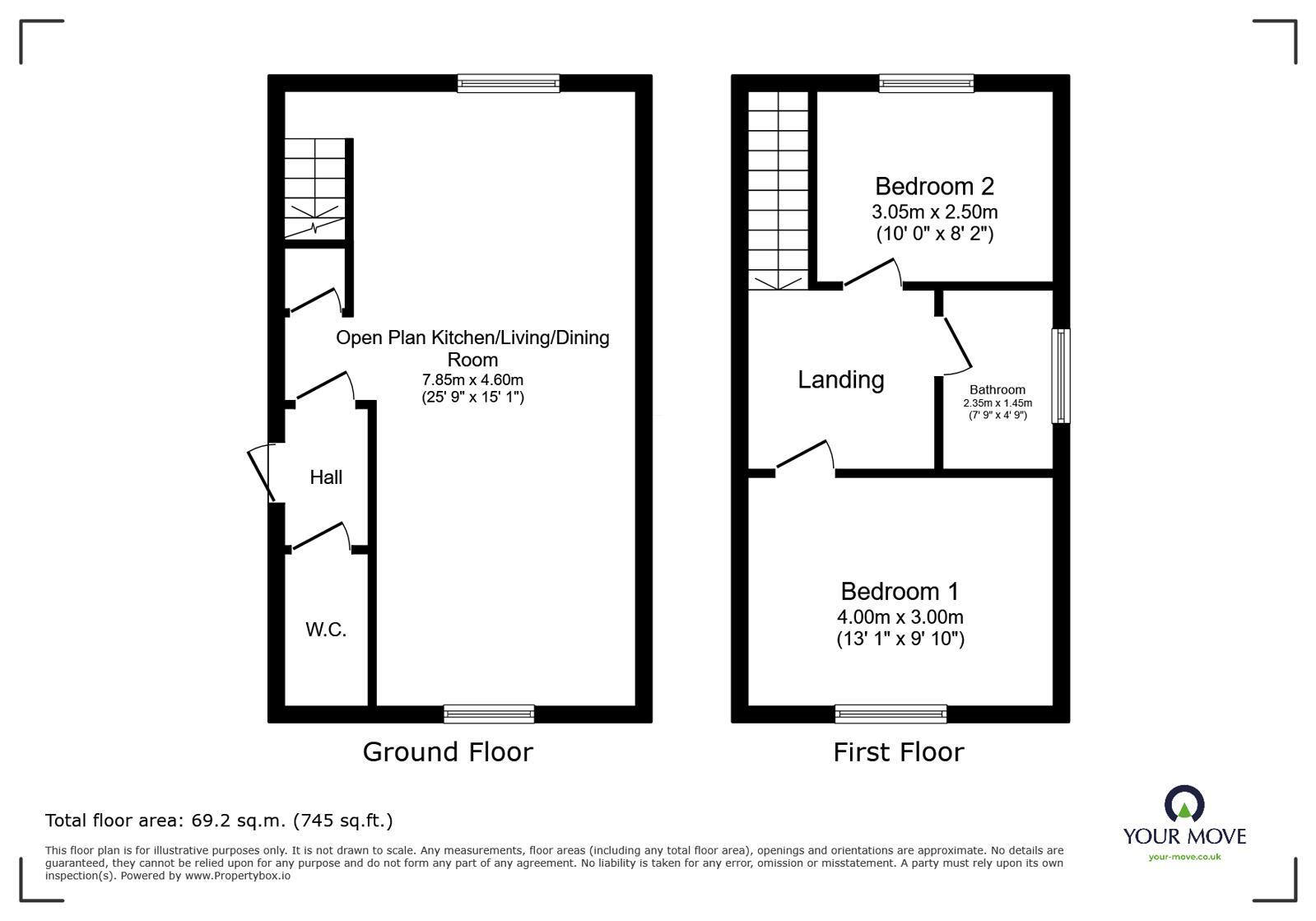 Floorplan of 2 bedroom Flat to rent, Station Road, Ilkeston, Derbyshire, DE7