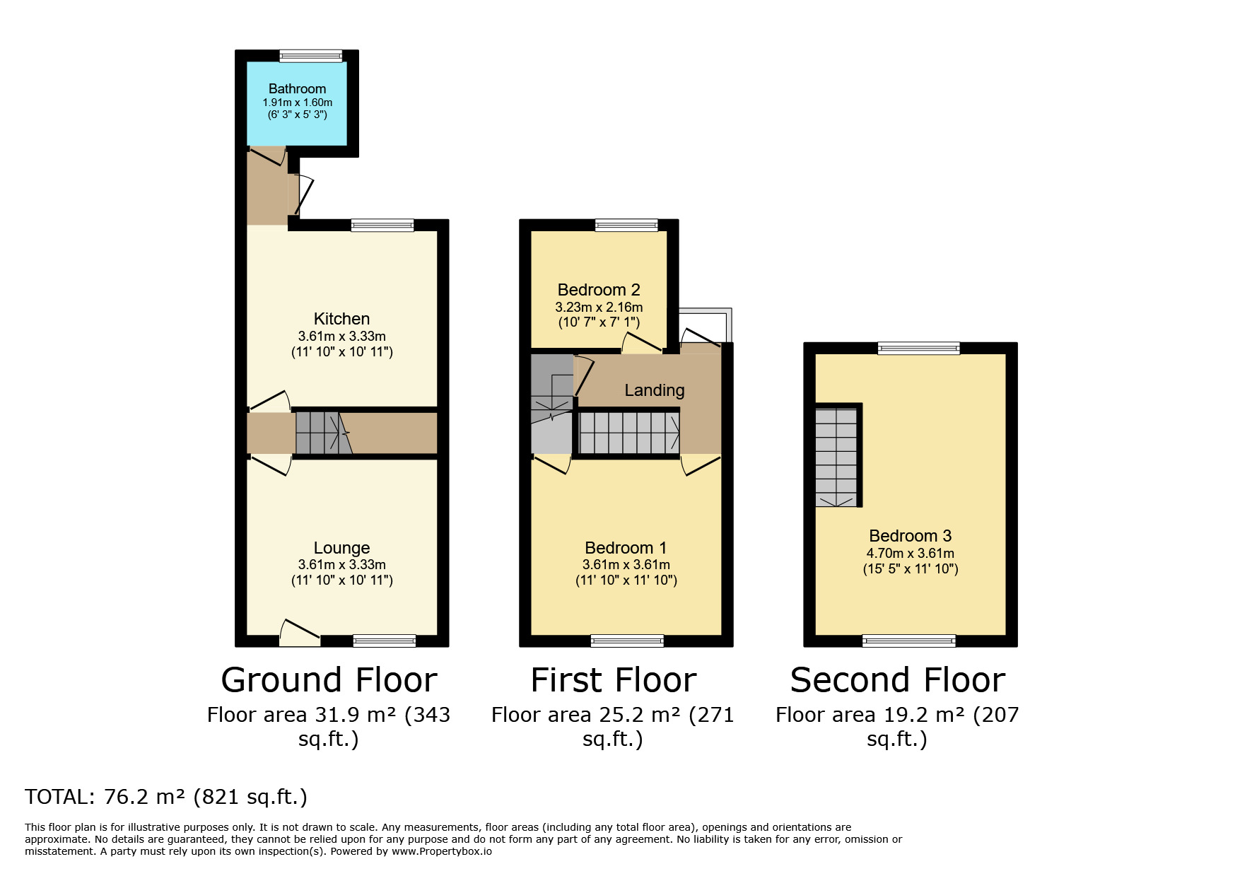 Floorplan of 3 bedroom Mid Terrace House to rent, Lower Granby Street, Ilkeston, Derbyshire, DE7