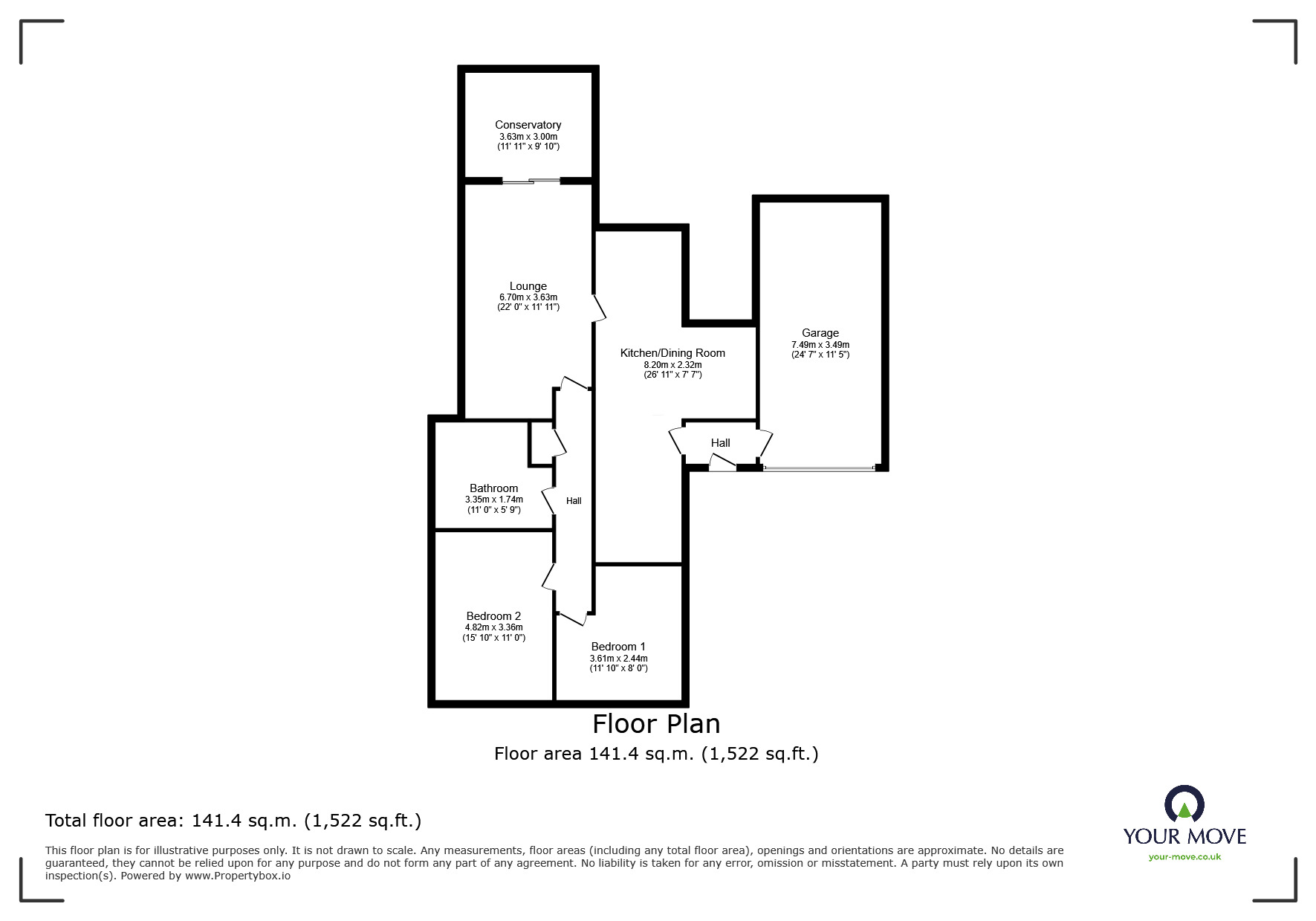 Floorplan of 2 bedroom Detached House for sale, Chatsworth Court, West Hallam, Derbyshire, DE7