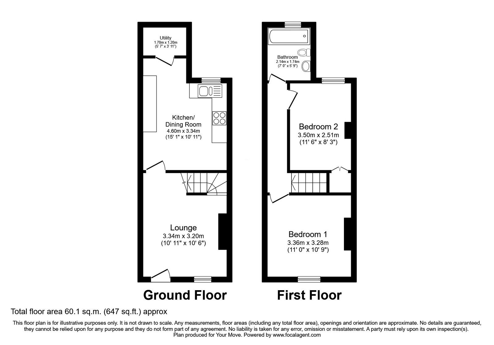 Floorplan of 2 bedroom End Terrace House for sale, Westwick Street, Ilkeston, Derbyshire, DE7