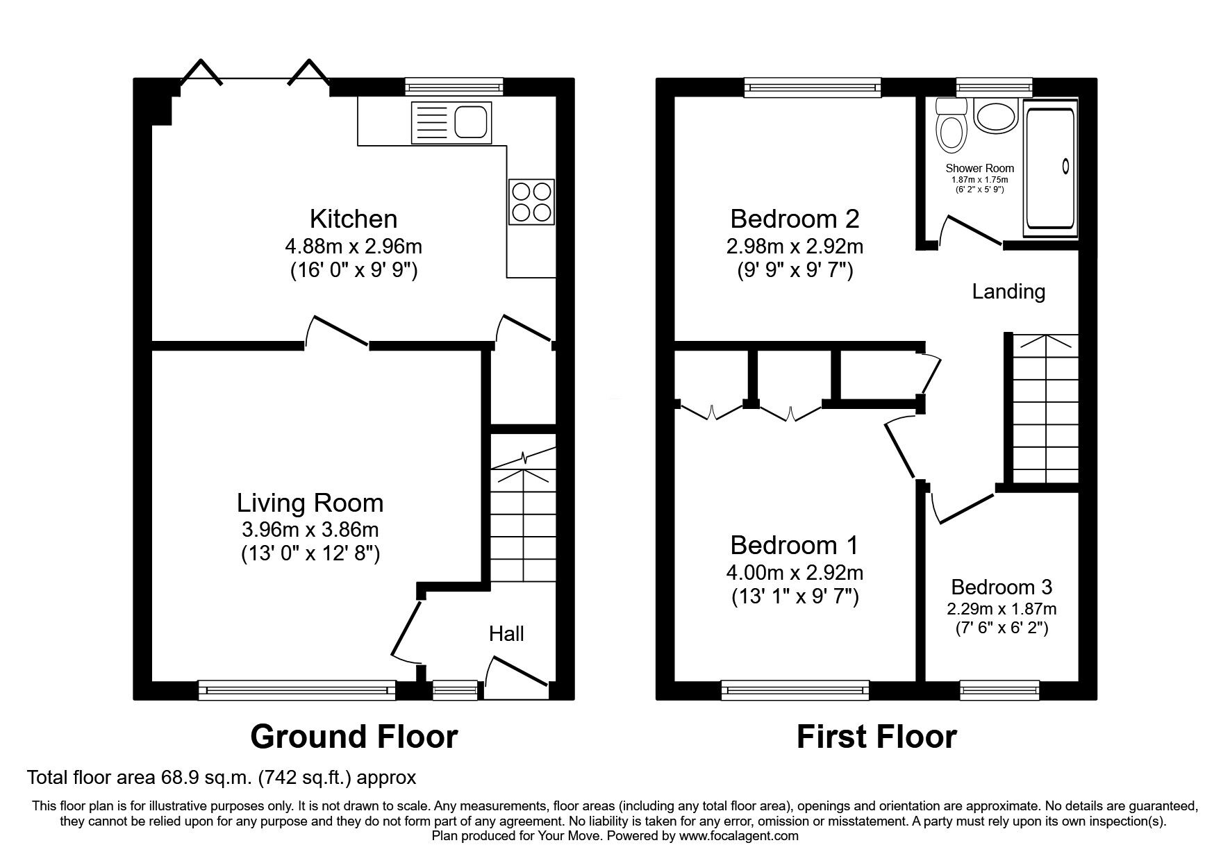Floorplan of 3 bedroom Semi Detached House for sale, Springfield Gardens, Ilkeston, Derbyshire, DE7