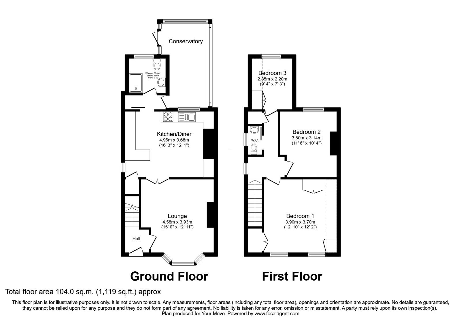 Floorplan of 3 bedroom Semi Detached House for sale, Margaret Avenue, Ilkeston, Derbyshire, DE7