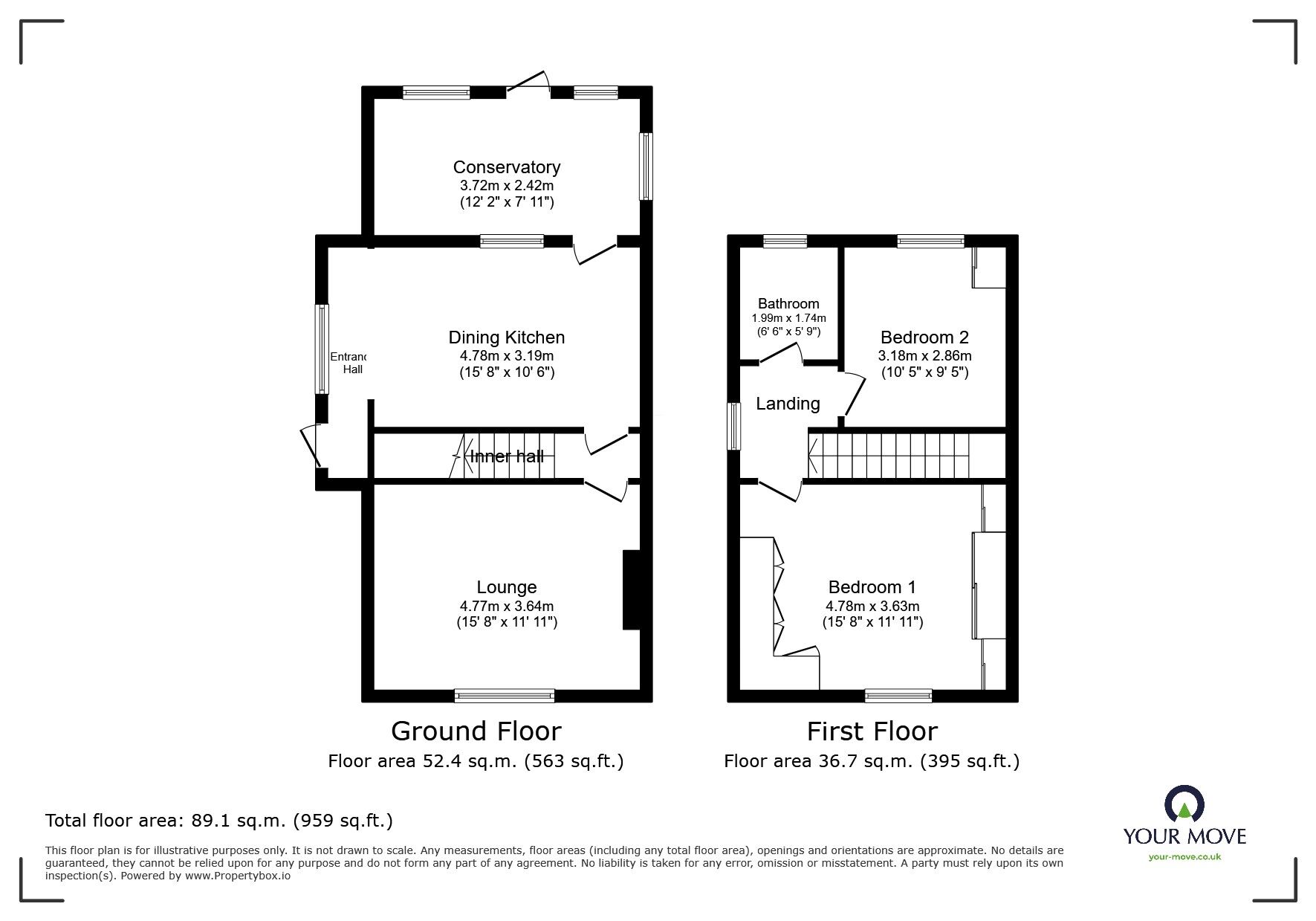 Floorplan of 2 bedroom End Terrace House for sale, Cotmanhay Road, Ilkeston, Derbyshire, DE7