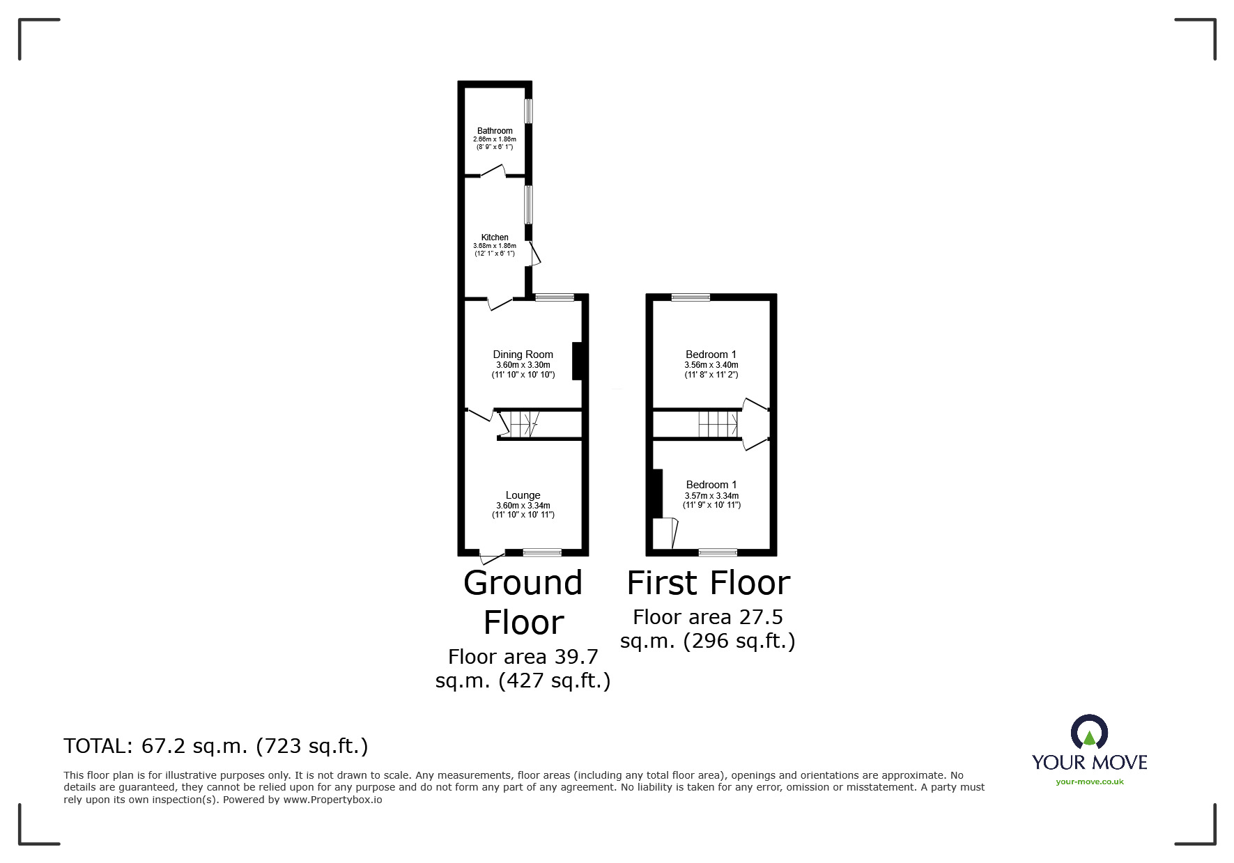Floorplan of 2 bedroom Mid Terrace House for sale, Raglan Street, Eastwood, Nottinghamshire, NG16