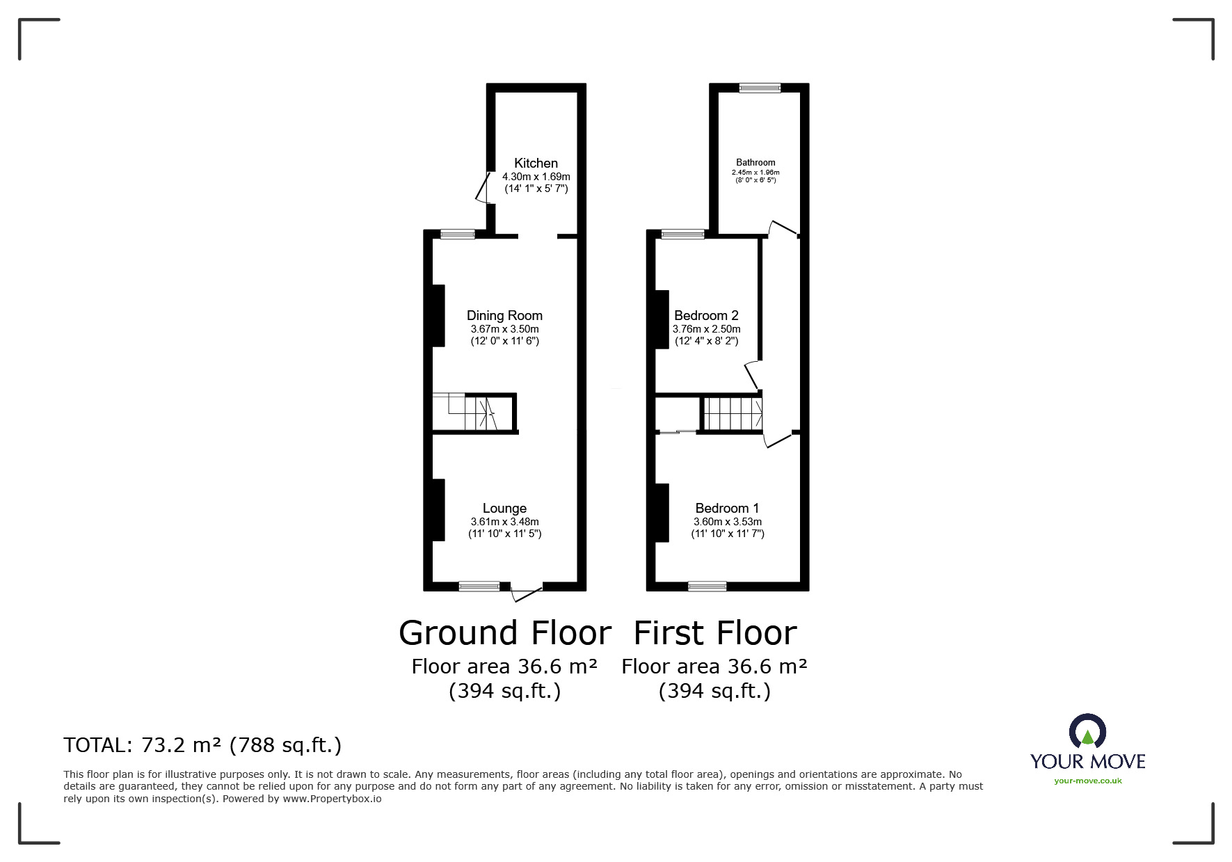 Floorplan of 2 bedroom Mid Terrace House for sale, Gordon Street, Ilkeston, Derbyshire, DE7