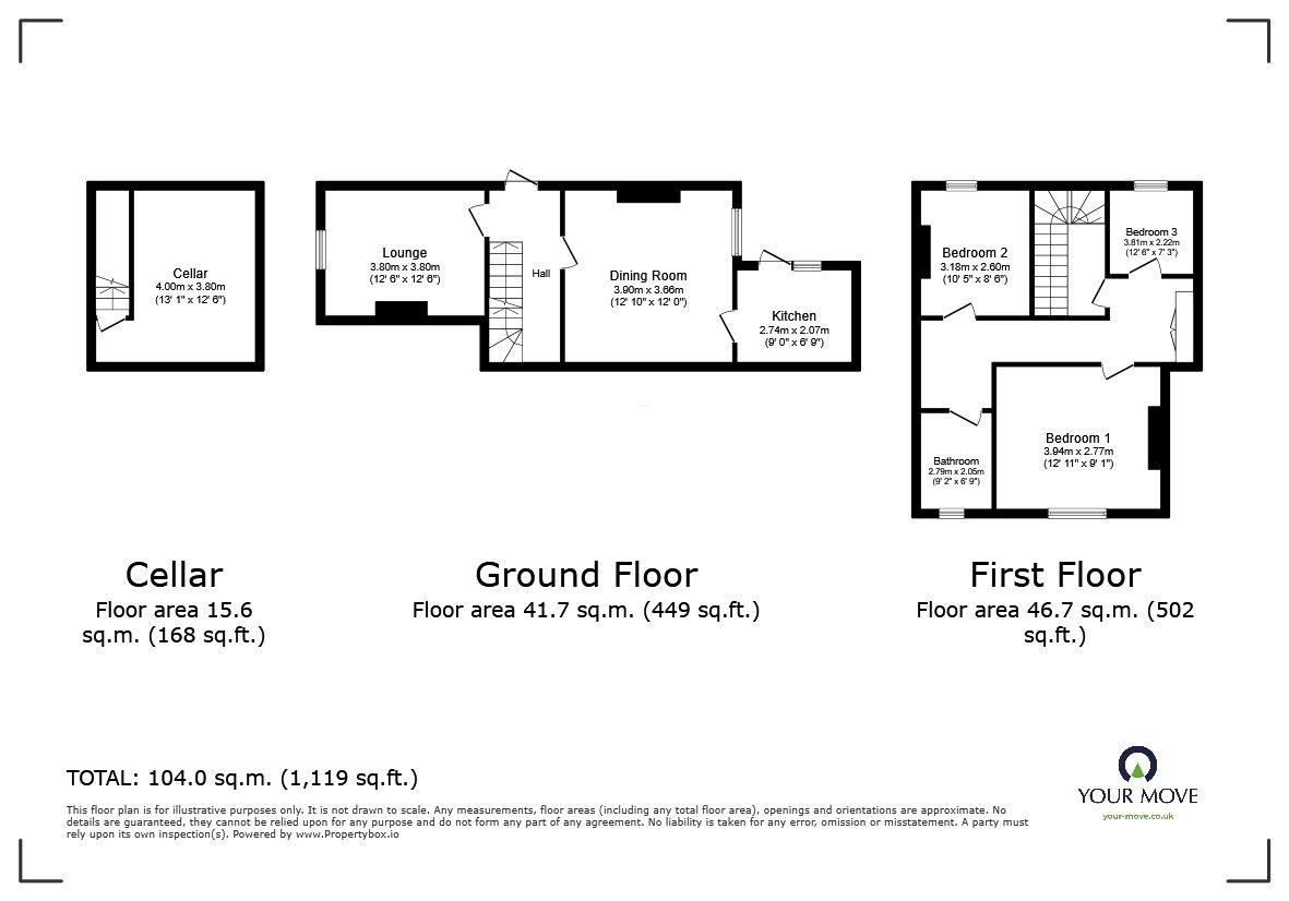 Floorplan of 3 bedroom Mid Terrace House for sale, Howe Street, Derby, Derbyshire, DE22
