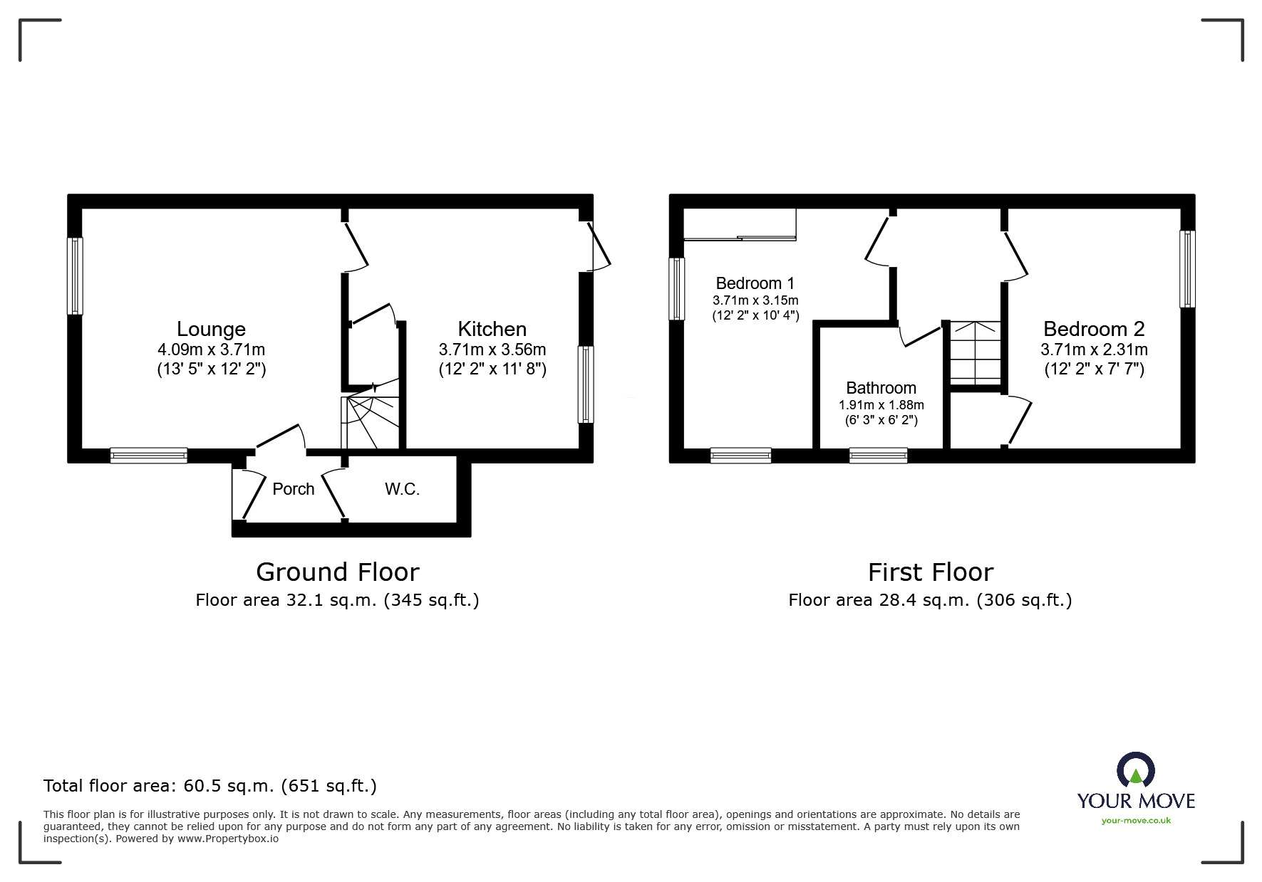 Floorplan of 2 bedroom Semi Detached House to rent, St. Andrews Street, Sutton-in-Ashfield, Nottinghamshire, NG17