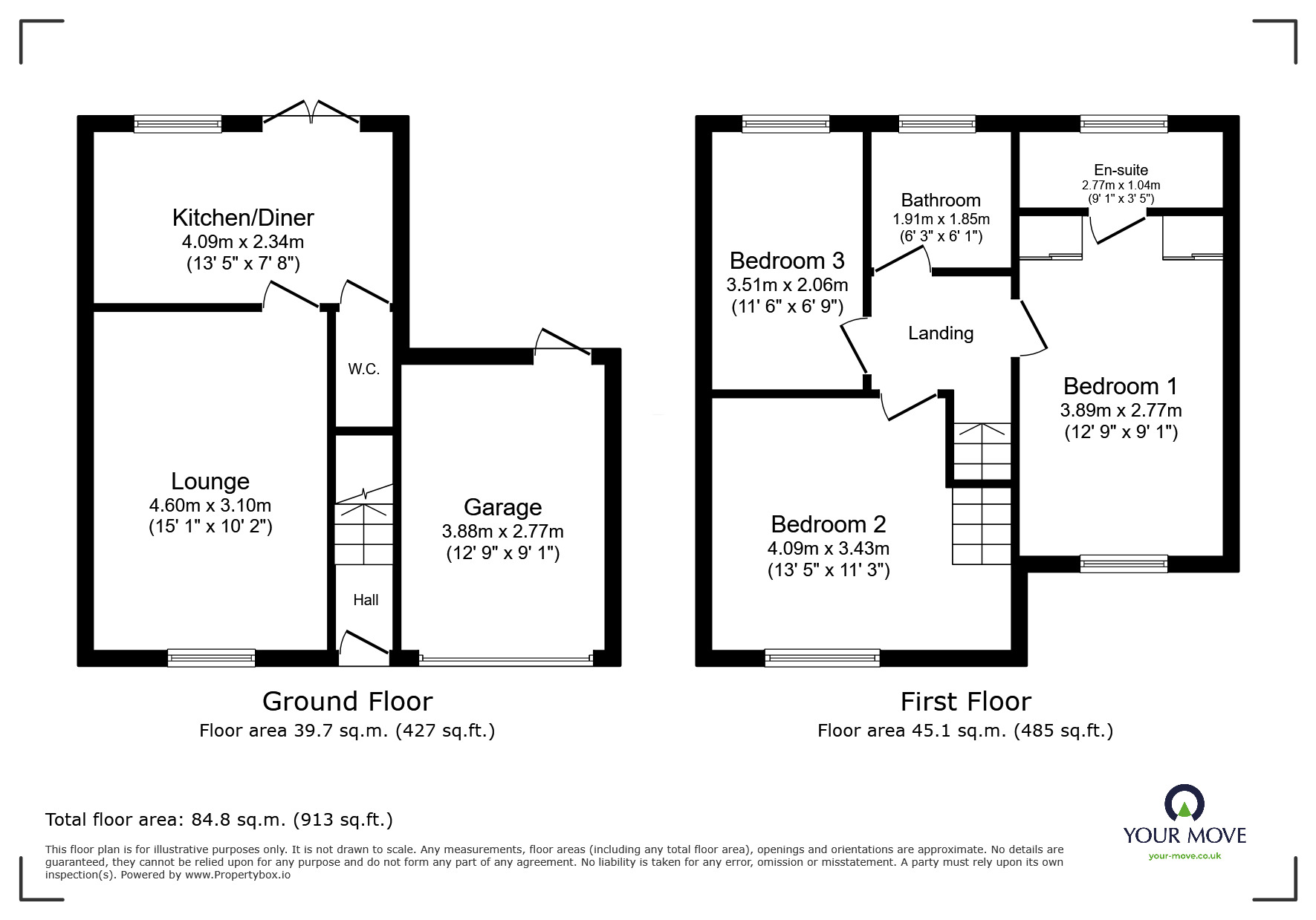 Floorplan of 3 bedroom Detached House to rent, Lily of the Valley, Sutton-in-Ashfield, Nottinghamshire, NG17