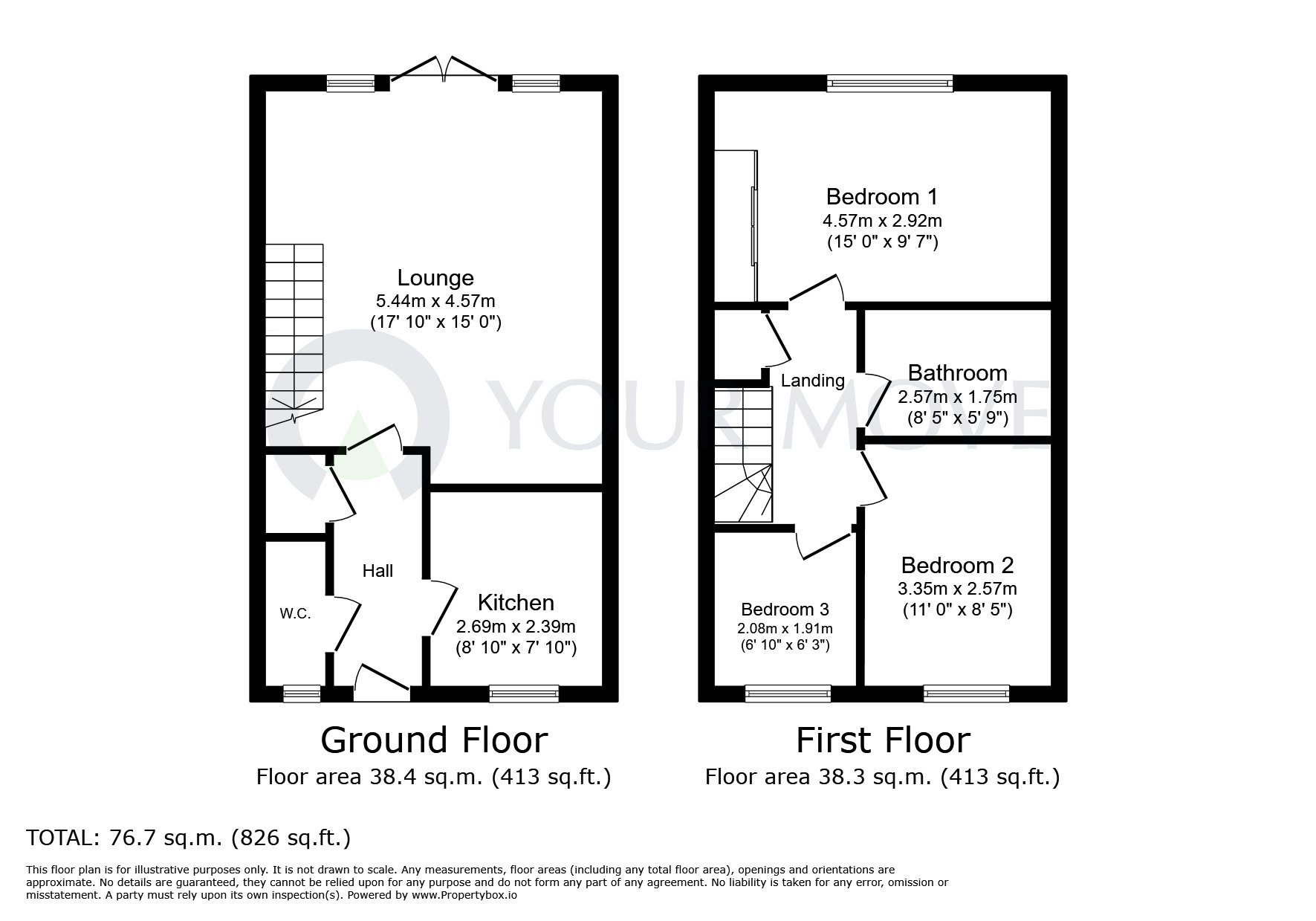 Floorplan of 3 bedroom Semi Detached House to rent, Rothwell Close, Sutton-in-Ashfield, Nottinghamshire, NG17
