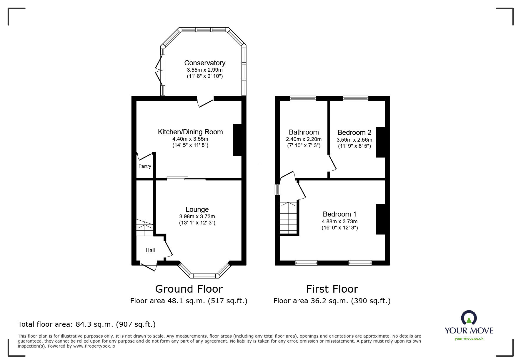 Floorplan of 2 bedroom Semi Detached House for sale, Brookhill Leys Road, Eastwood, Nottinghamshire, NG16