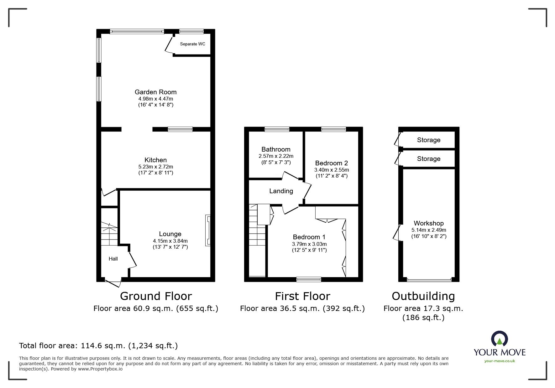 Floorplan of 2 bedroom Semi Detached House for sale, Newtons Lane, Cossall, Nottinghamshire, NG16