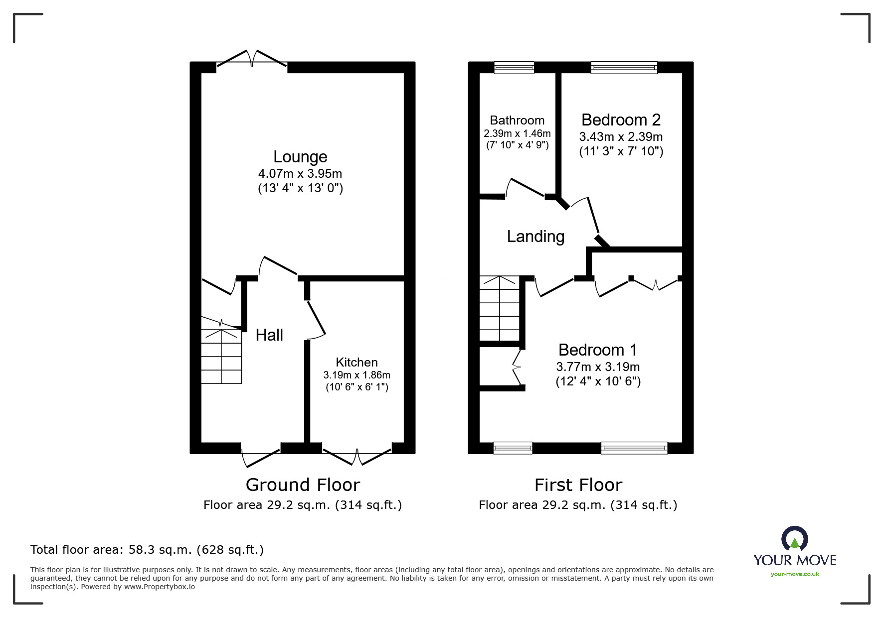 Floorplan of 2 bedroom Mid Terrace House for sale, Sanders Close, Ilkeston, Derbyshire, DE7