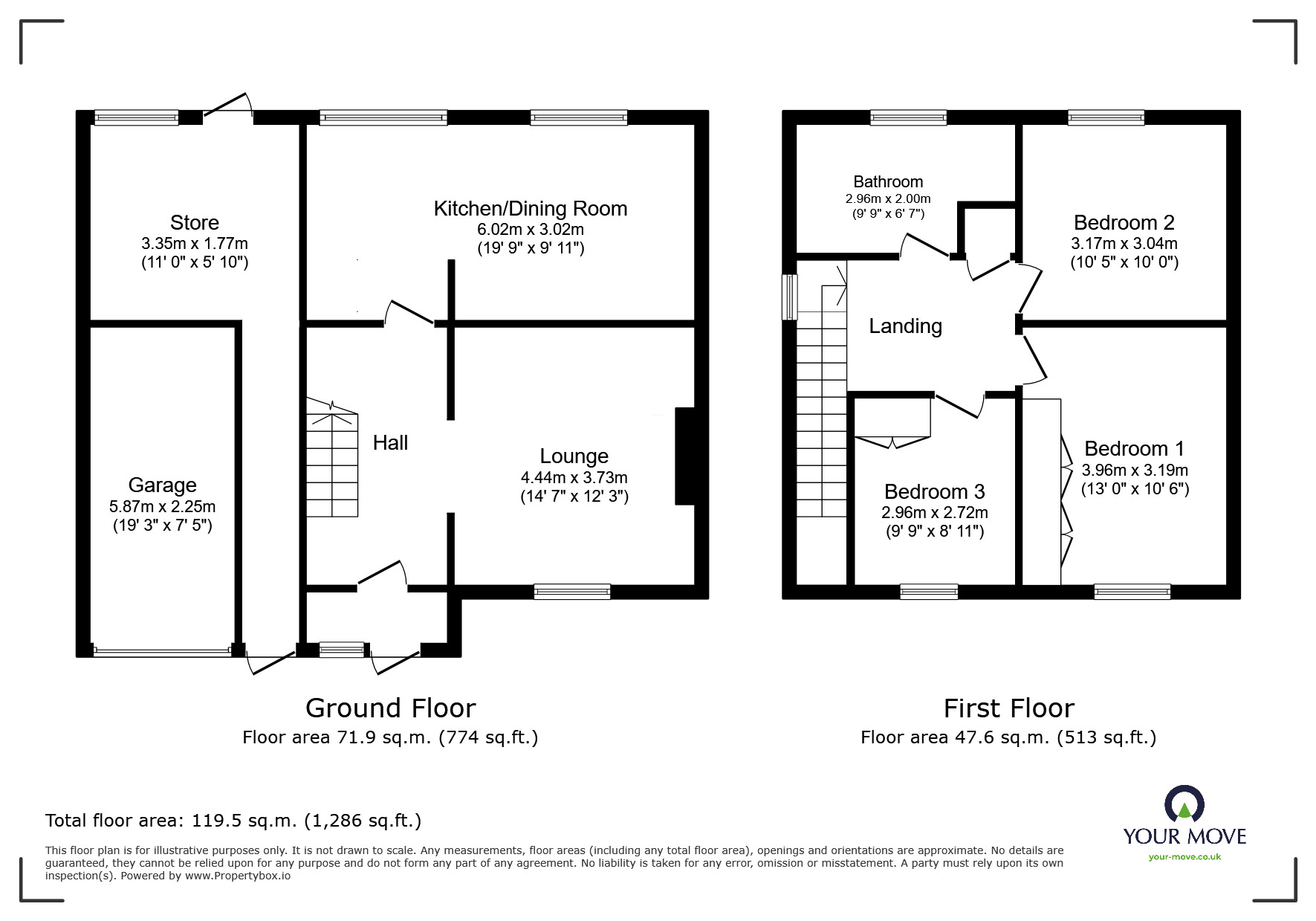 Floorplan of 3 bedroom Detached House for sale, Kensington Gardens, Ilkeston, Derbyshire, DE7