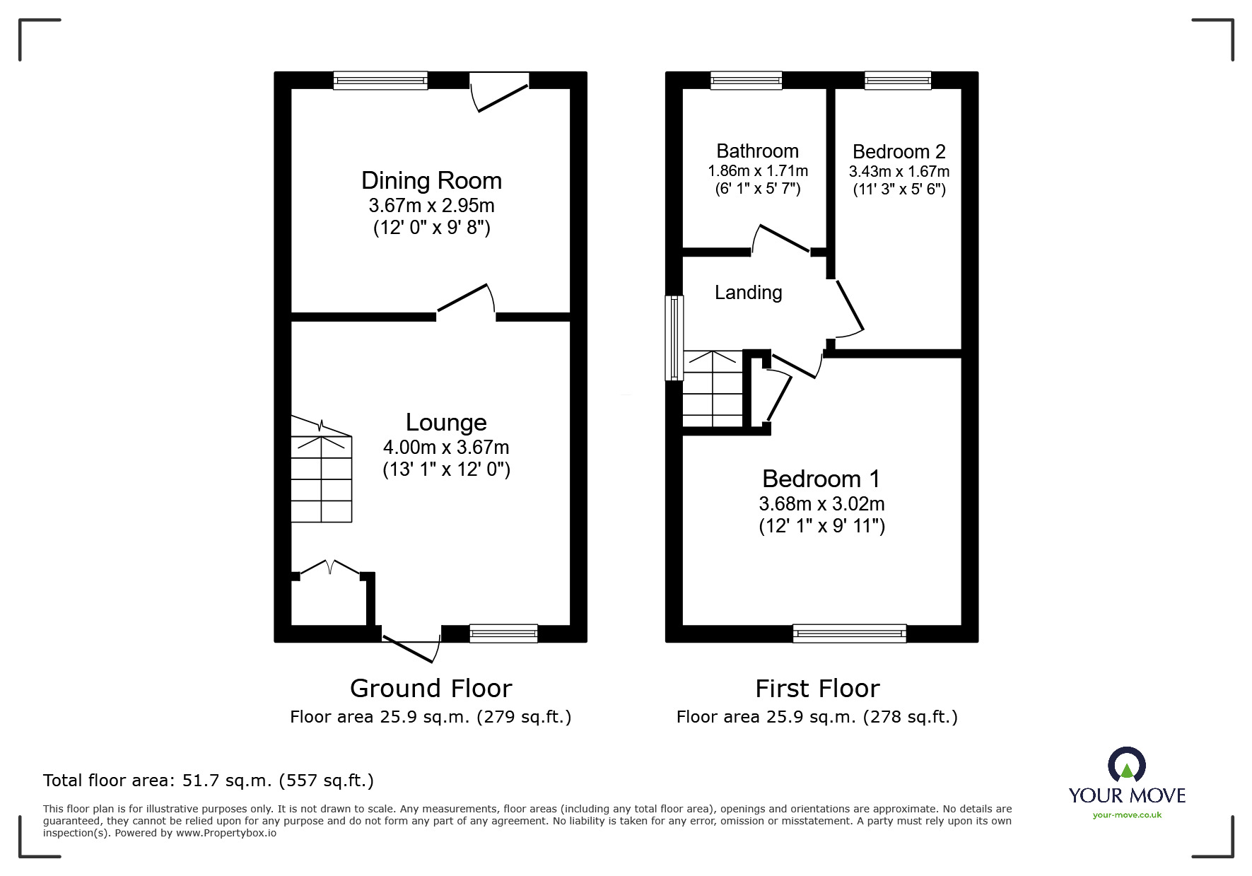 Floorplan of 2 bedroom End Terrace House for sale, Houghton Avenue, Ilkeston, Derbyshire, DE7