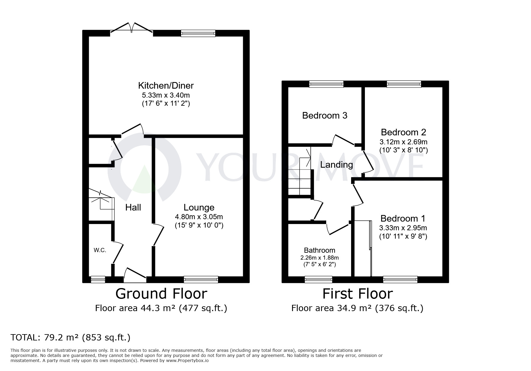 Floorplan of 3 bedroom Semi Detached House to rent, Butterworth Road, Sutton-in-Ashfield, Nottinghamshire, NG17
