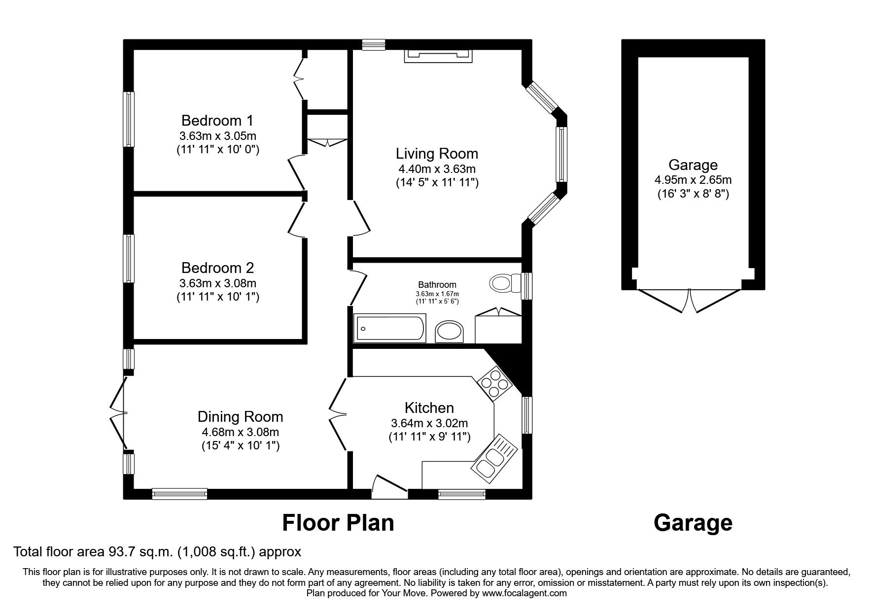 Floorplan of 2 bedroom Detached House for sale, Lower Stanton Road, Ilkeston, Derbyshire, DE7