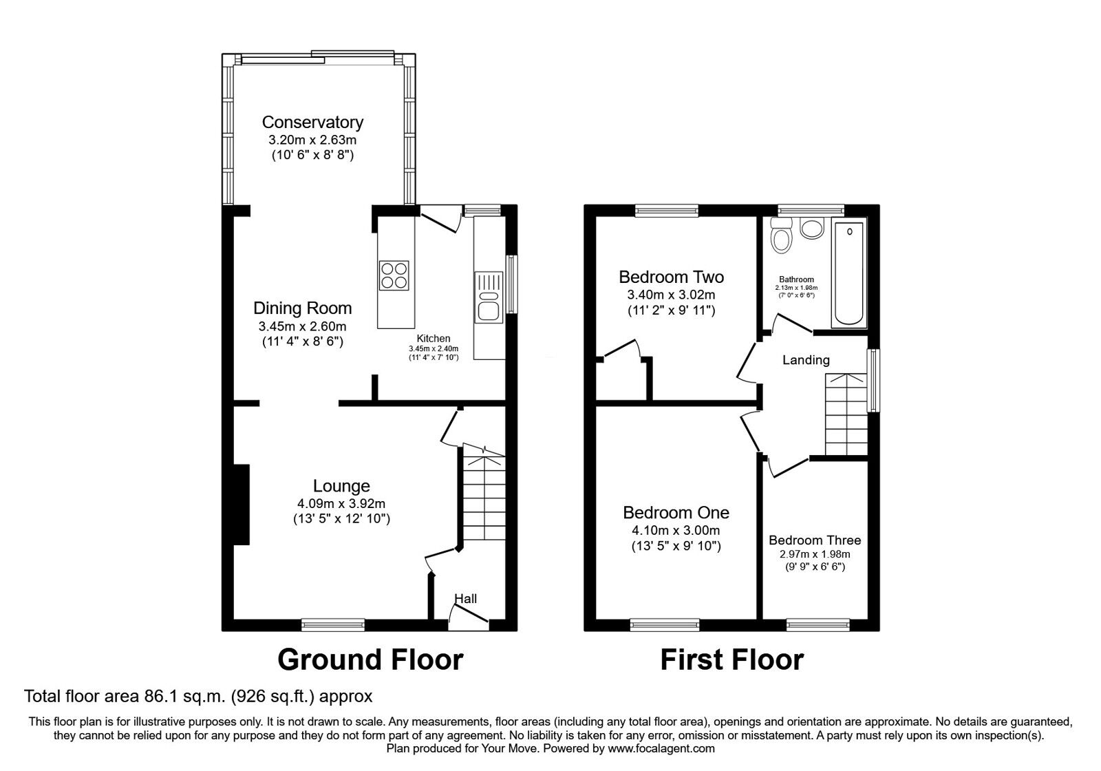 Floorplan of 3 bedroom Semi Detached House for sale, Crosshill Drive, Derbyshire, DE7