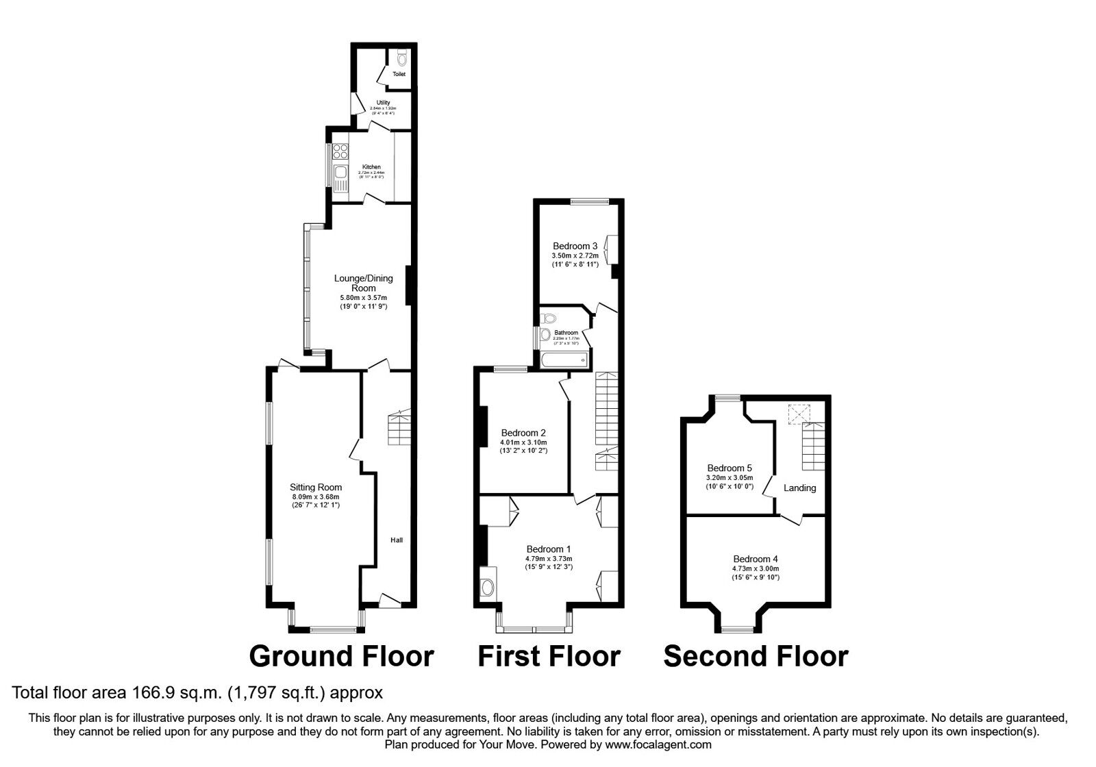 Floorplan of 5 bedroom Semi Detached House for sale, Drummond Road, Ilkeston, Derbyshire, DE7