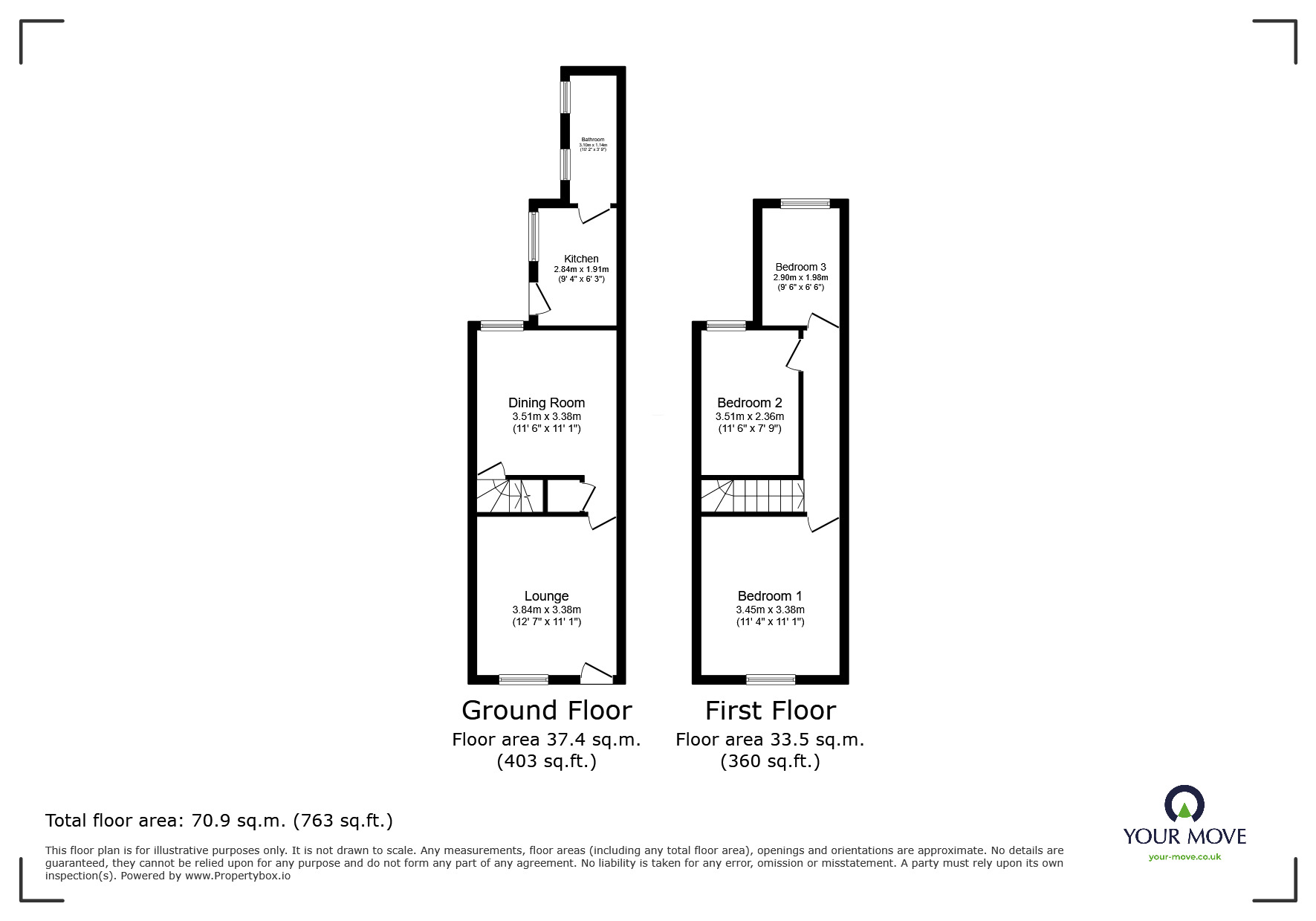 Floorplan of 3 bedroom Semi Detached House to rent, Mill Street, Ilkeston, Derbyshire, DE7