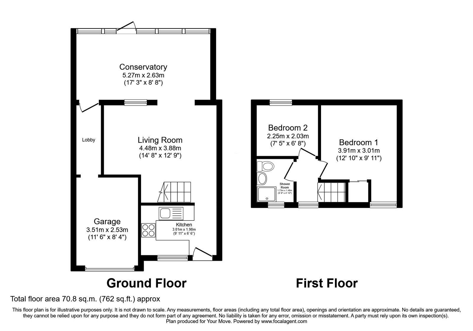 Floorplan of 2 bedroom Mid Terrace House for sale, Russet Close, Oakwood, Derbyshire, DE21