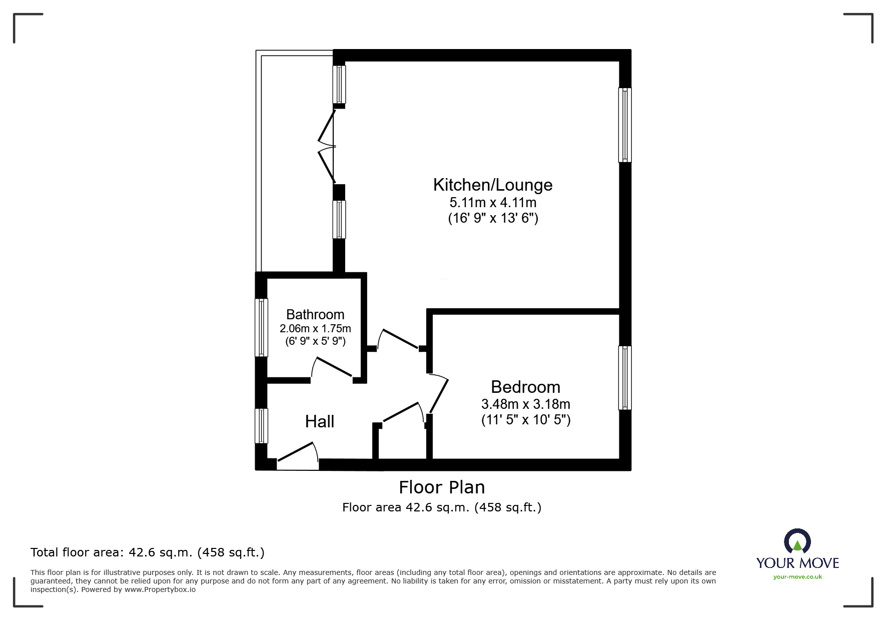 Floorplan of 1 bedroom  Flat to rent, Players Gardens, Fairham, Nottinghamshire, NG11
