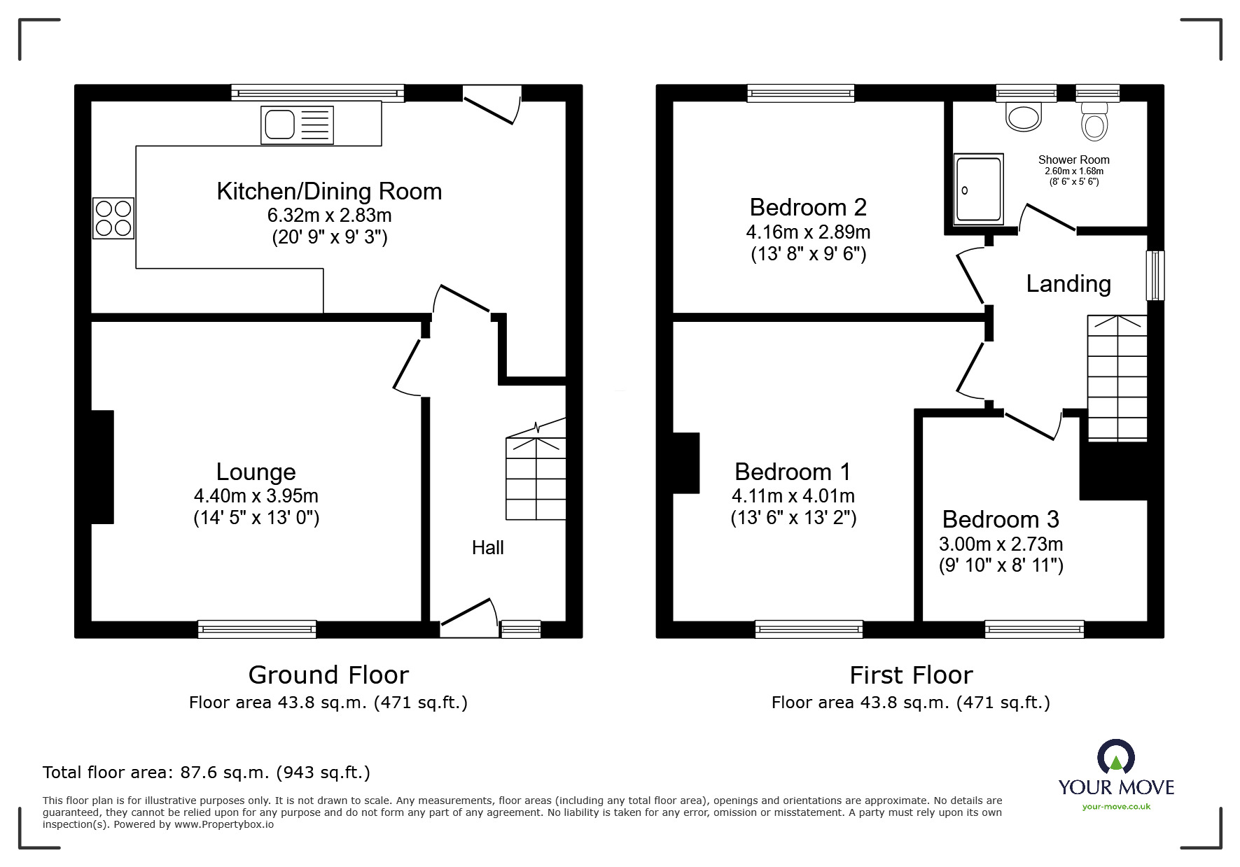 Floorplan of 3 bedroom Semi Detached House to rent, Western Avenue, Kirkby-in-Ashfield, Nottinghamshire, NG17