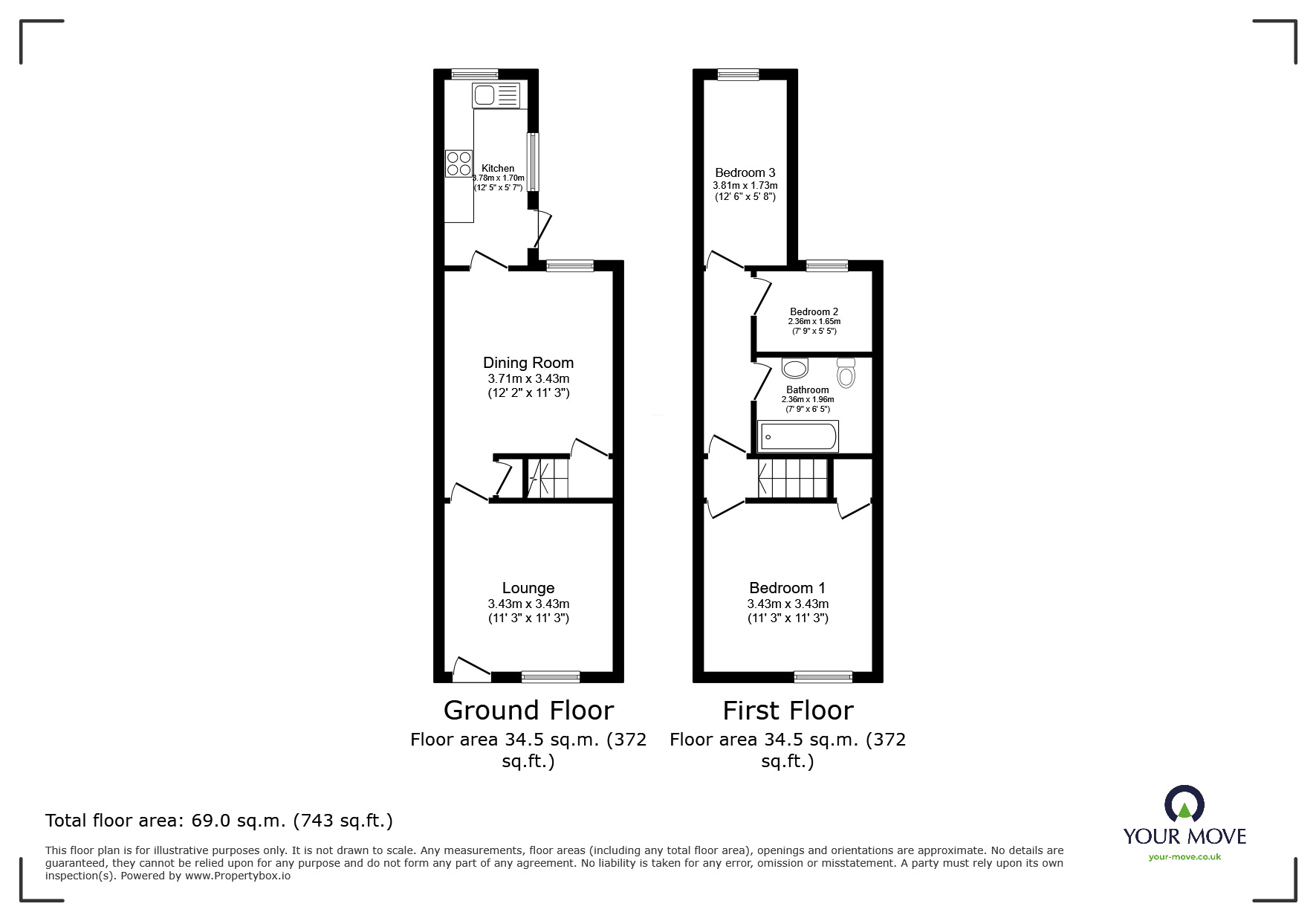 Floorplan of 3 bedroom Mid Terrace House to rent, Orchard Street, Ilkeston, Derbyshire, DE7