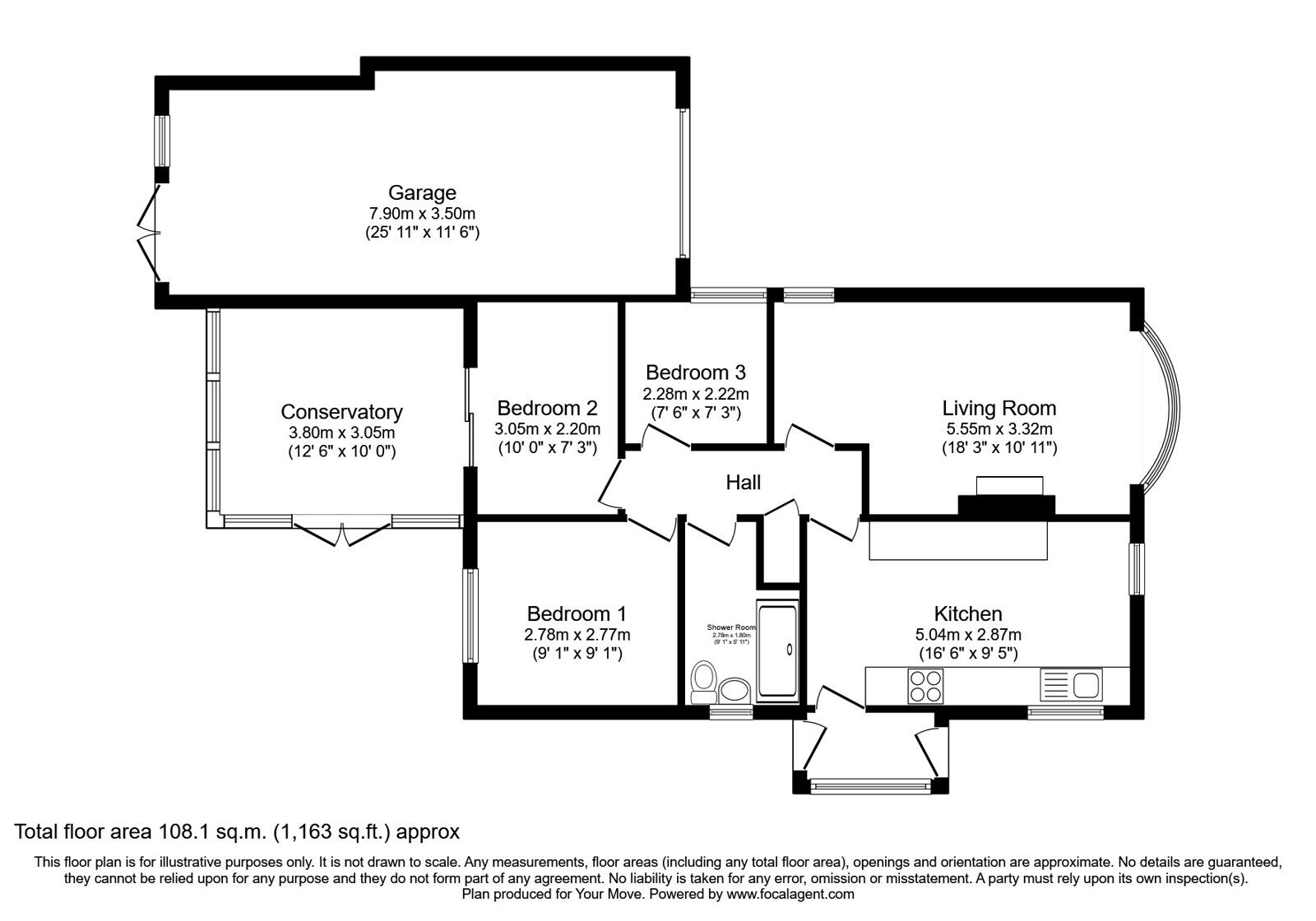 Floorplan of 3 bedroom Detached Bungalow for sale, England Crescent, Heanor, Derbyshire, DE75