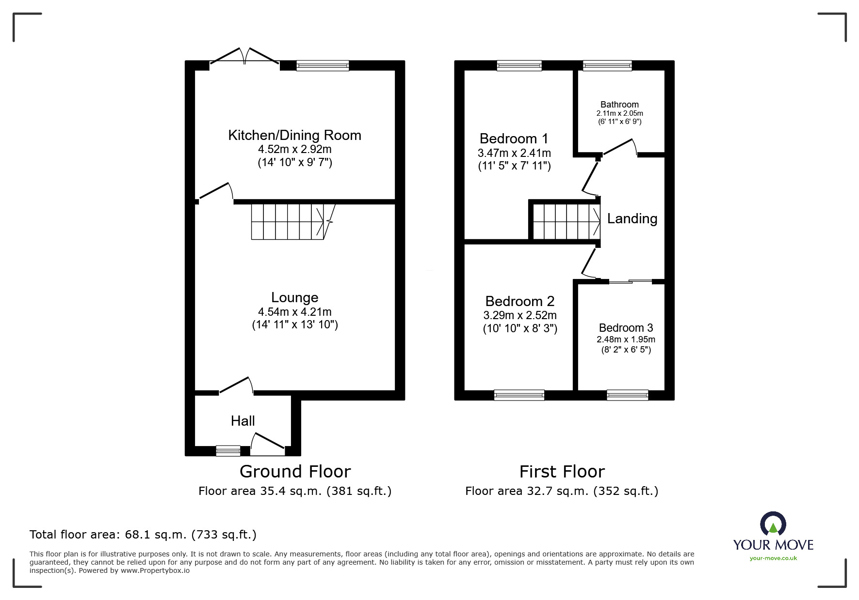 Floorplan of 3 bedroom Mid Terrace House for sale, Hallam Way, West Hallam, Derbyshire, DE7