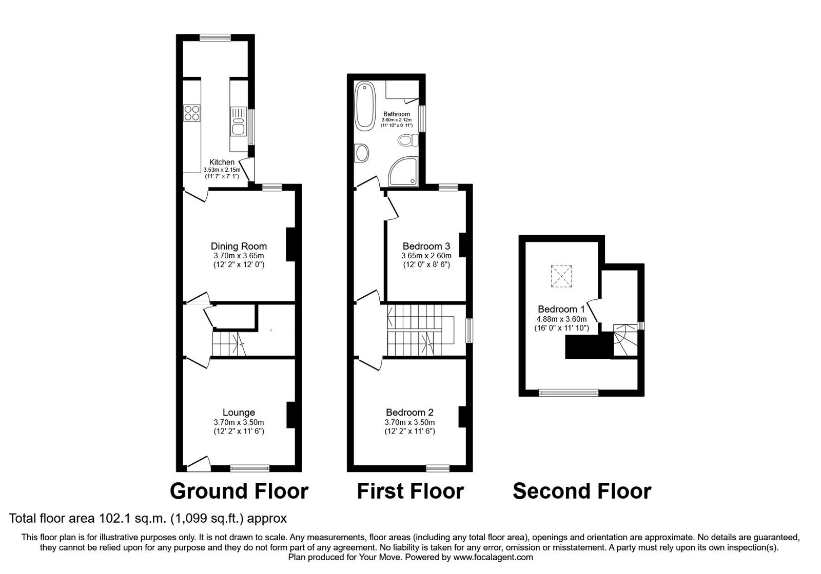Floorplan of 3 bedroom Semi Detached House for sale, Belper Road, Stanley Common, Derbyshire, DE7