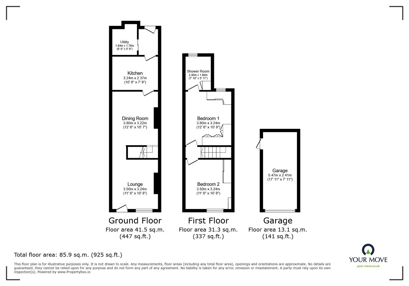 Floorplan of 2 bedroom Mid Terrace House for sale, The Triangle, Ilkeston, Derbyshire, DE7